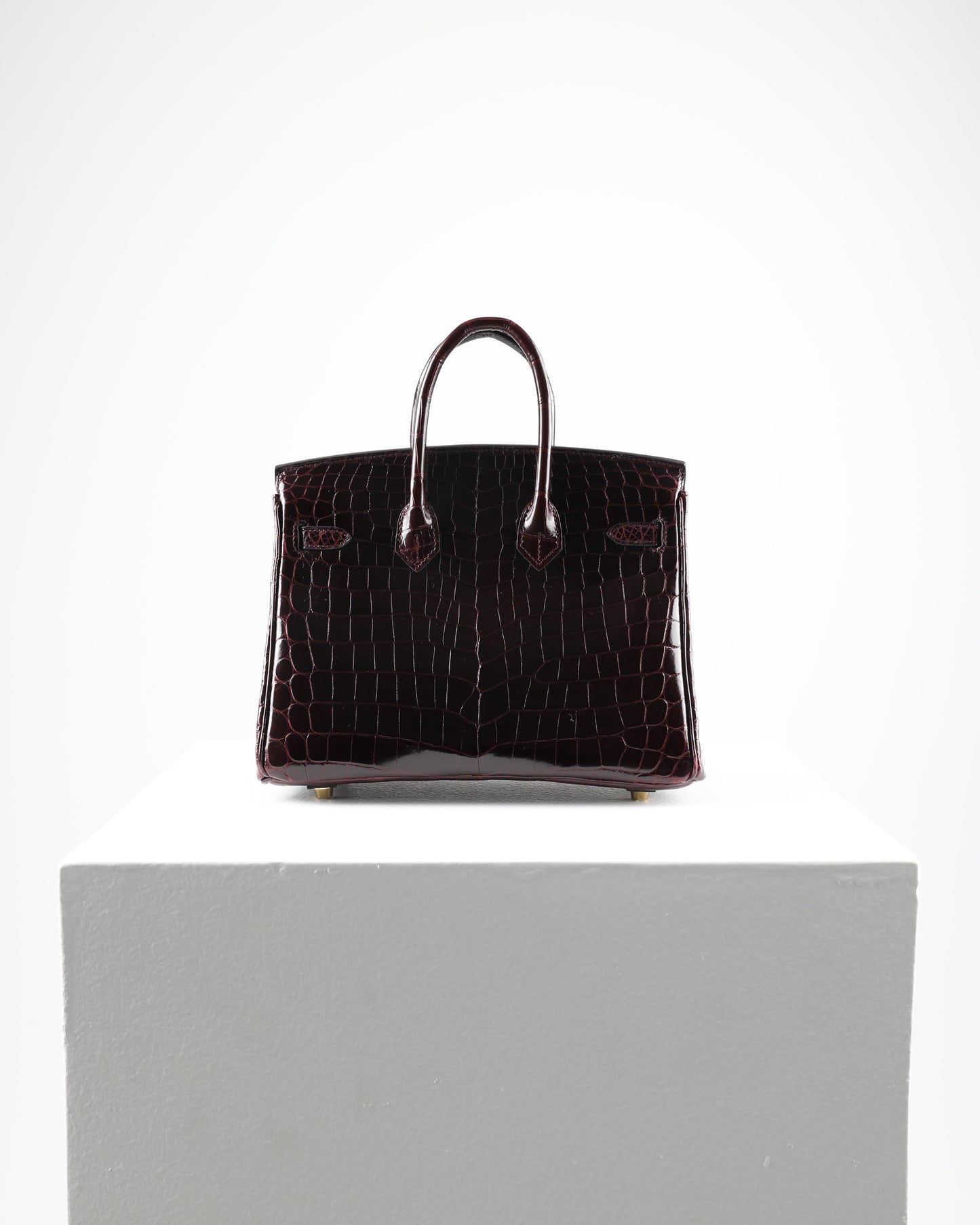 Birkin 25 Bordeaux Niloticus Crocodile with Gold Hardware