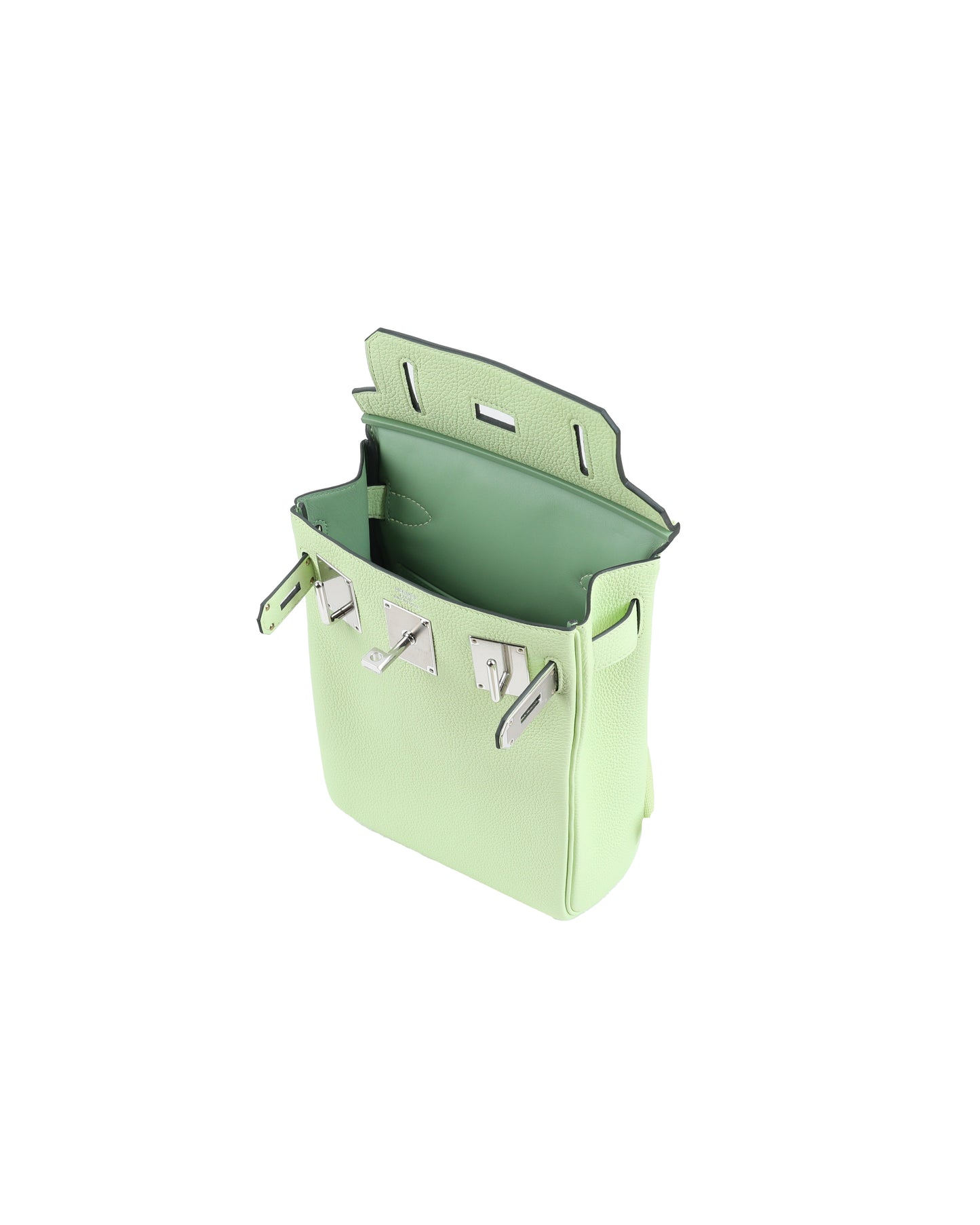 Hac A Dos PM Backpack Vert Absinthe in Togo Leather with Palladium Hardware