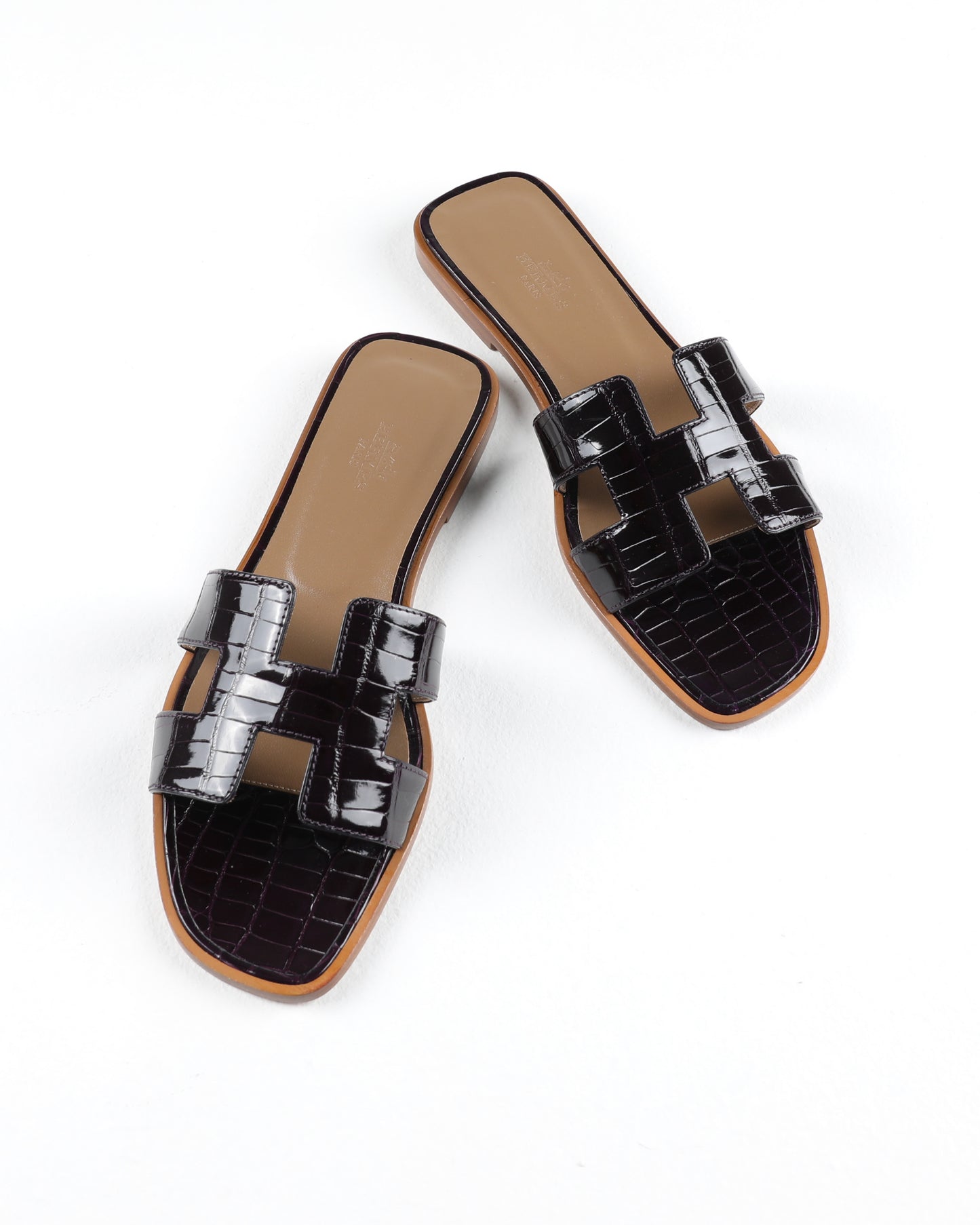 Oran Sandal in Purple Crocodile Leather