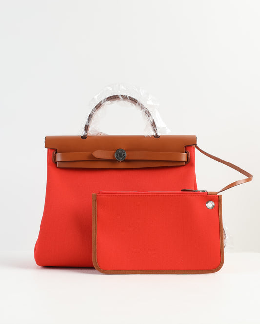 Herbag Zip 31 Naturel/Red OrangeHunter Cowskin/Military Canvas with Palladium Hardware