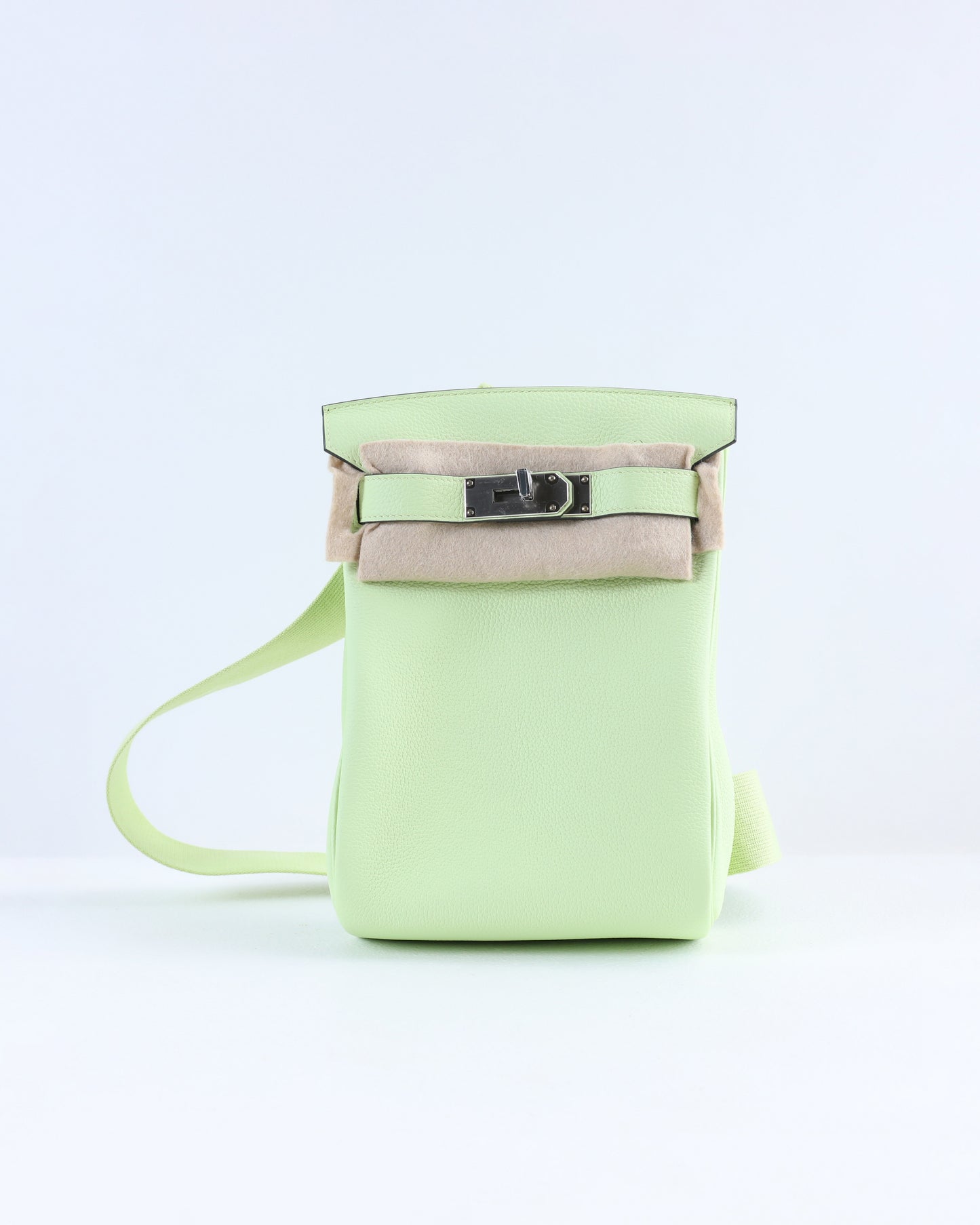 Hac A Dos PM Backpack Vert Absinthe in Togo Leather with Palladium Hardware
