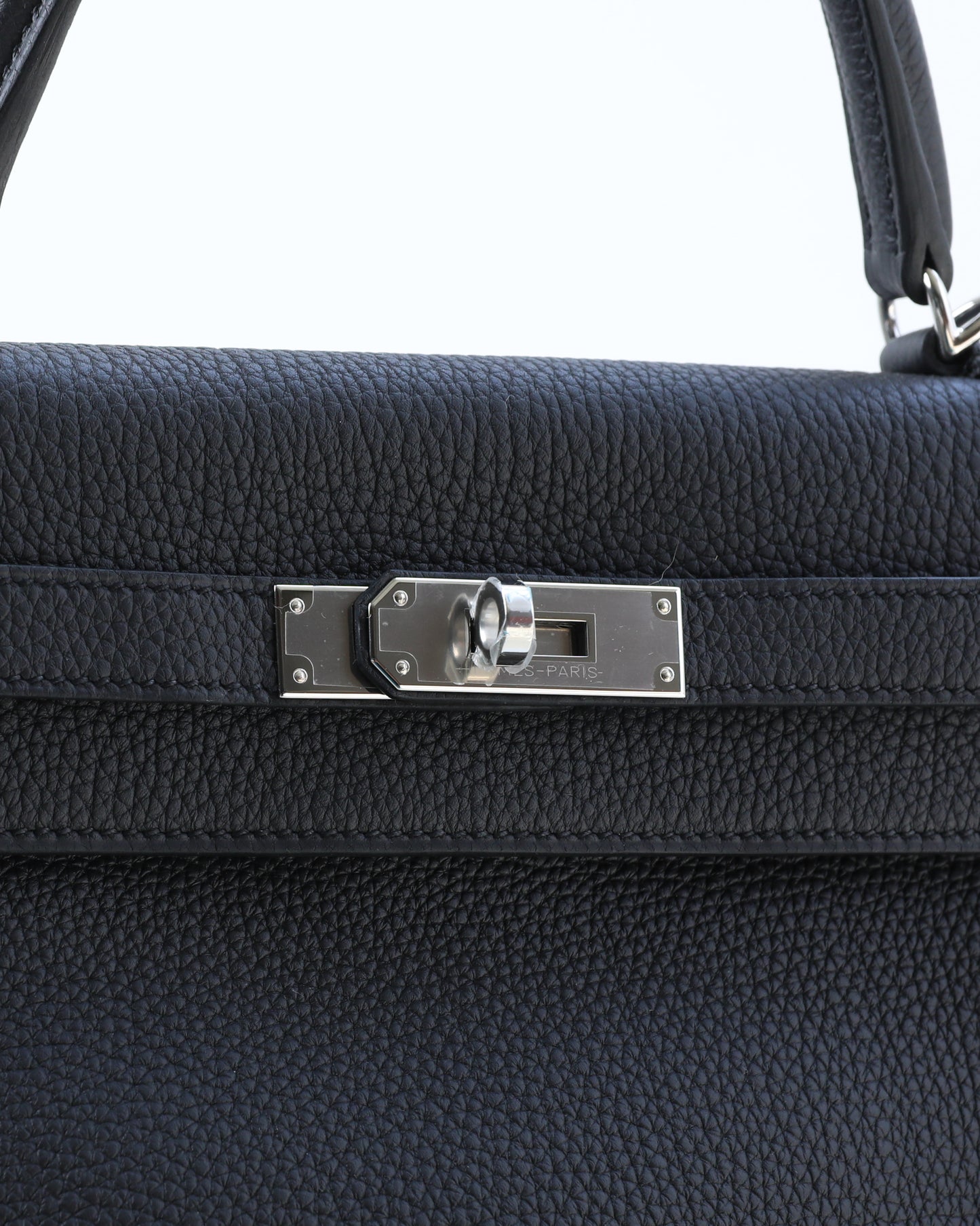 Kelly 32 Retourne Black in Togo Leather with Palladium Hardware