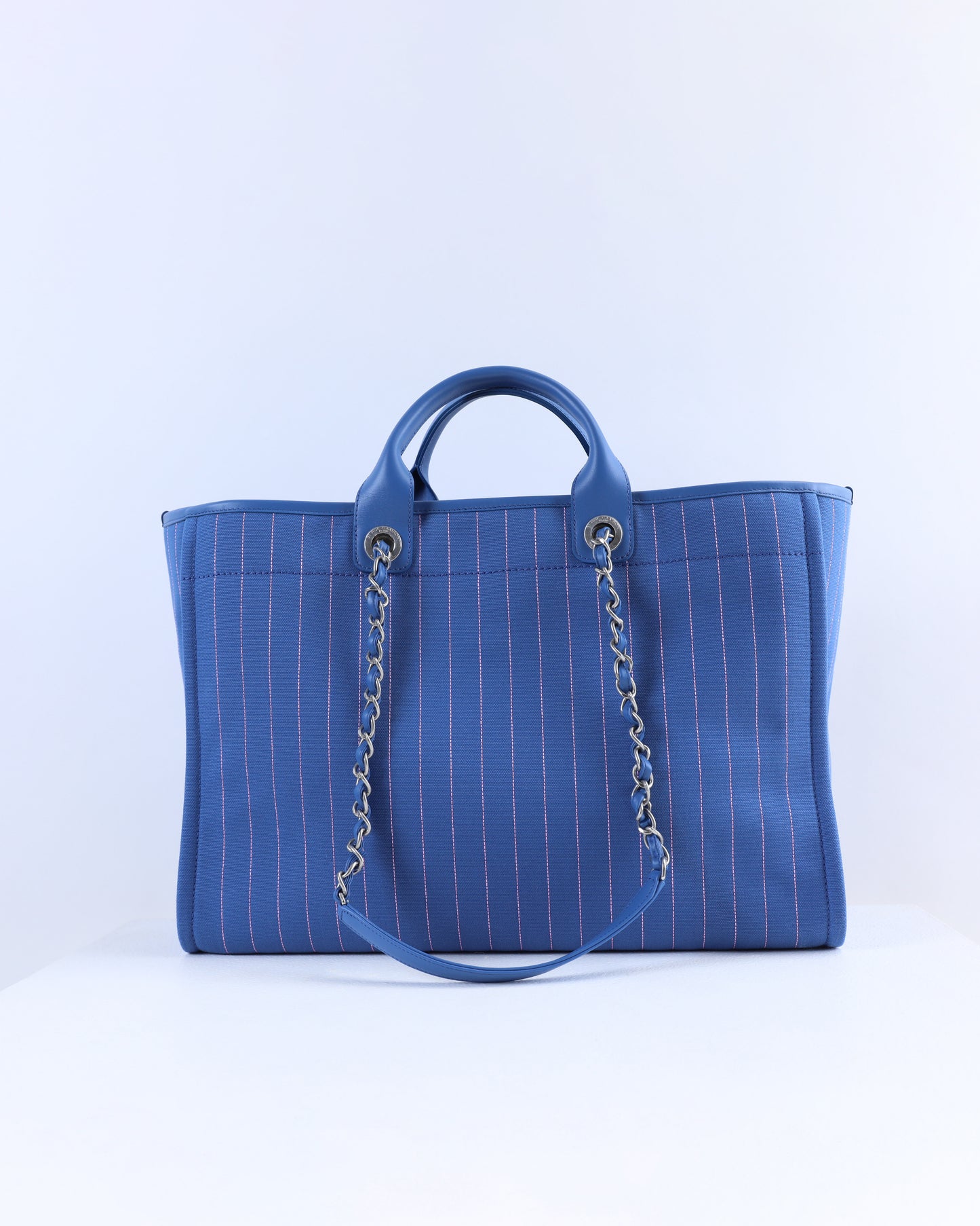Chanel Deauville Large Blue/Pink Striped Tote Bag