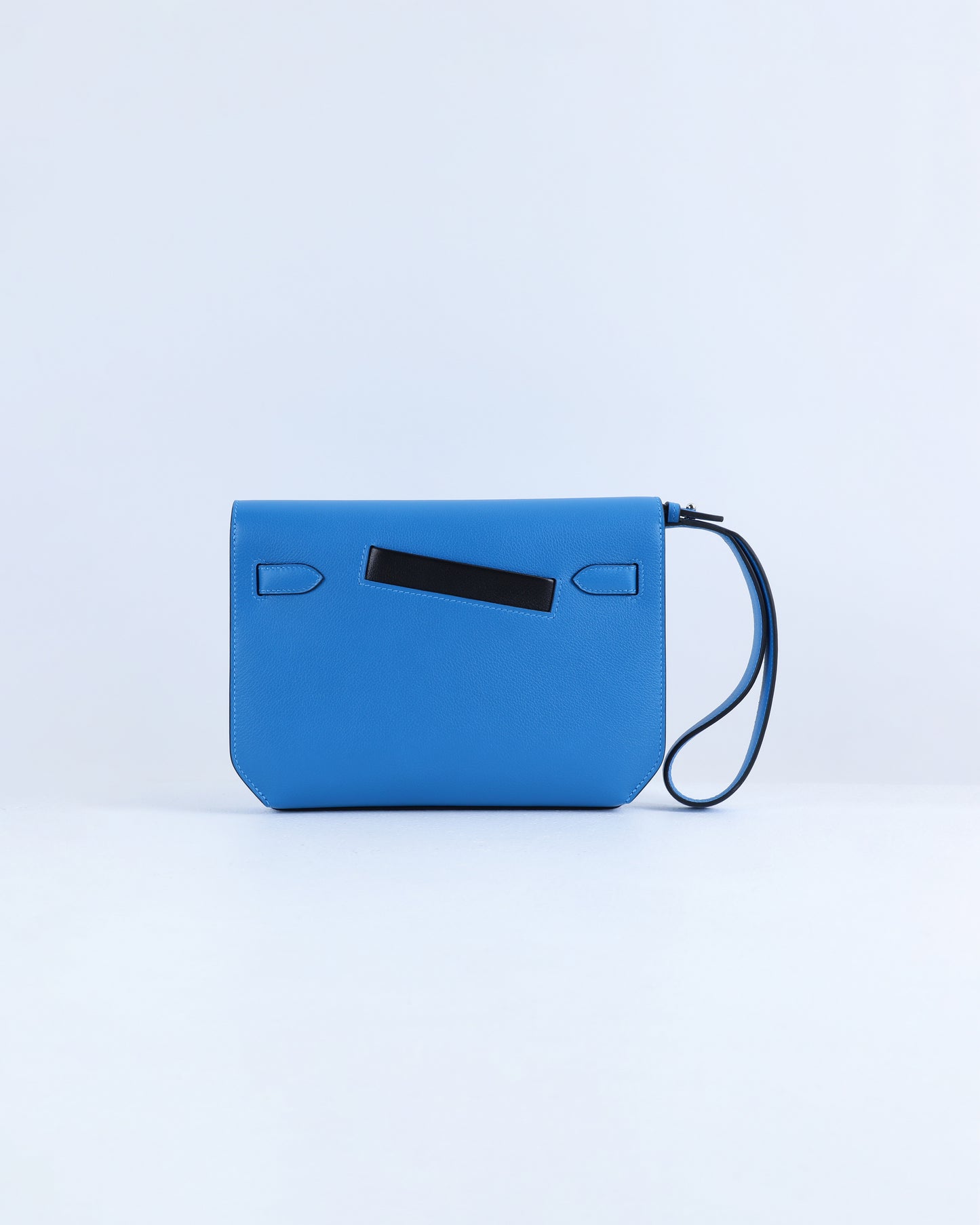 Kelly Depeches 25 Colormatic Bleu Hydra/Noir/Fauve Evercolor, Evergrain, & Barenia Calskin with Palladium Hardware