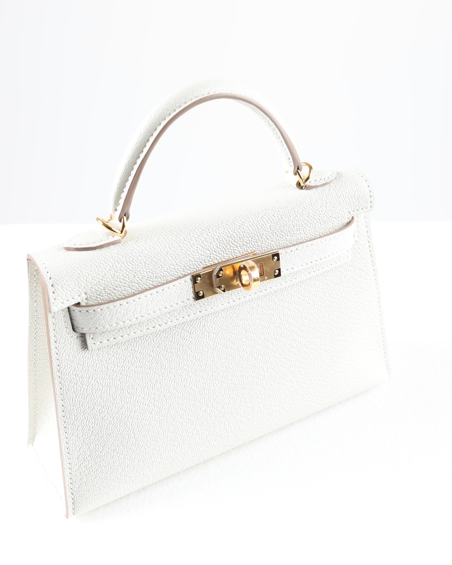 Kelly 20 Sellier Mushroom in Chevre Leather with Gold Hardware