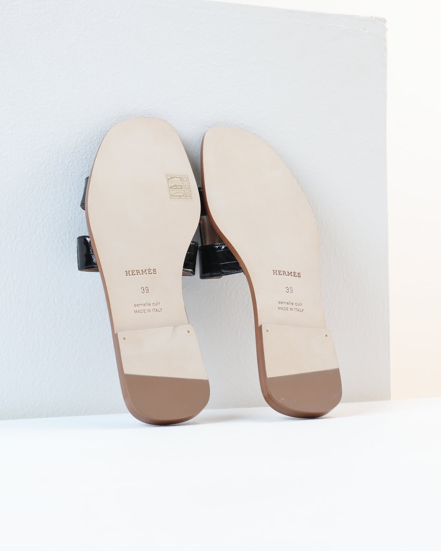 Oran Sandal in Black Crocodile Leather