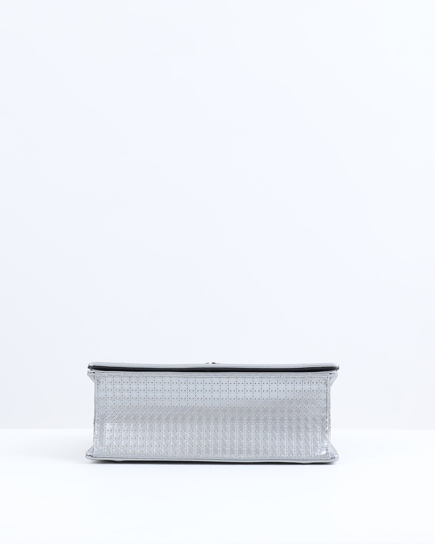 Dior Silver Medium Cannage Patent Leather Diorama Wallet On Chain