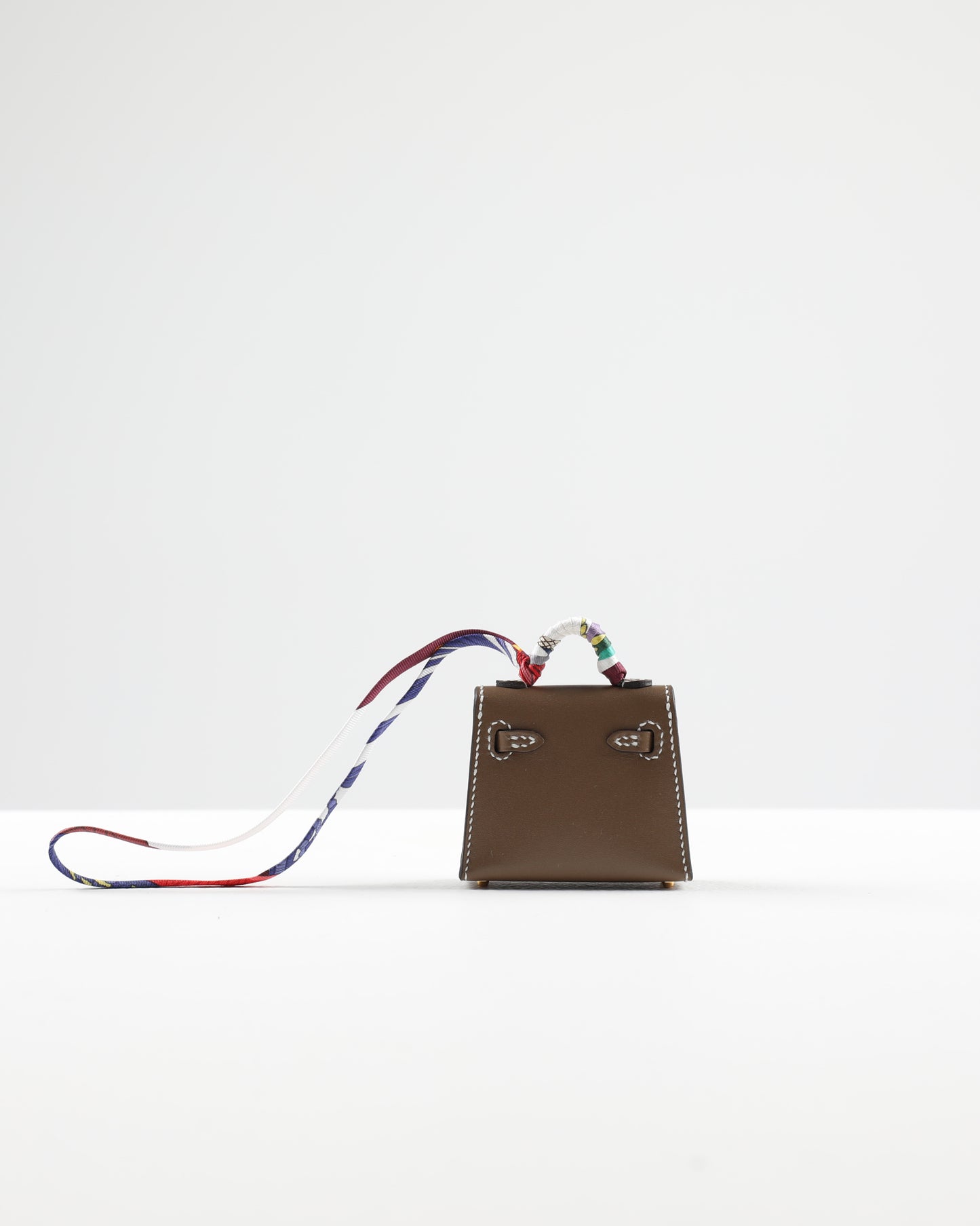 Micro Mini Kelly Twilly Bag Charm Etoupe with Gold Hardware