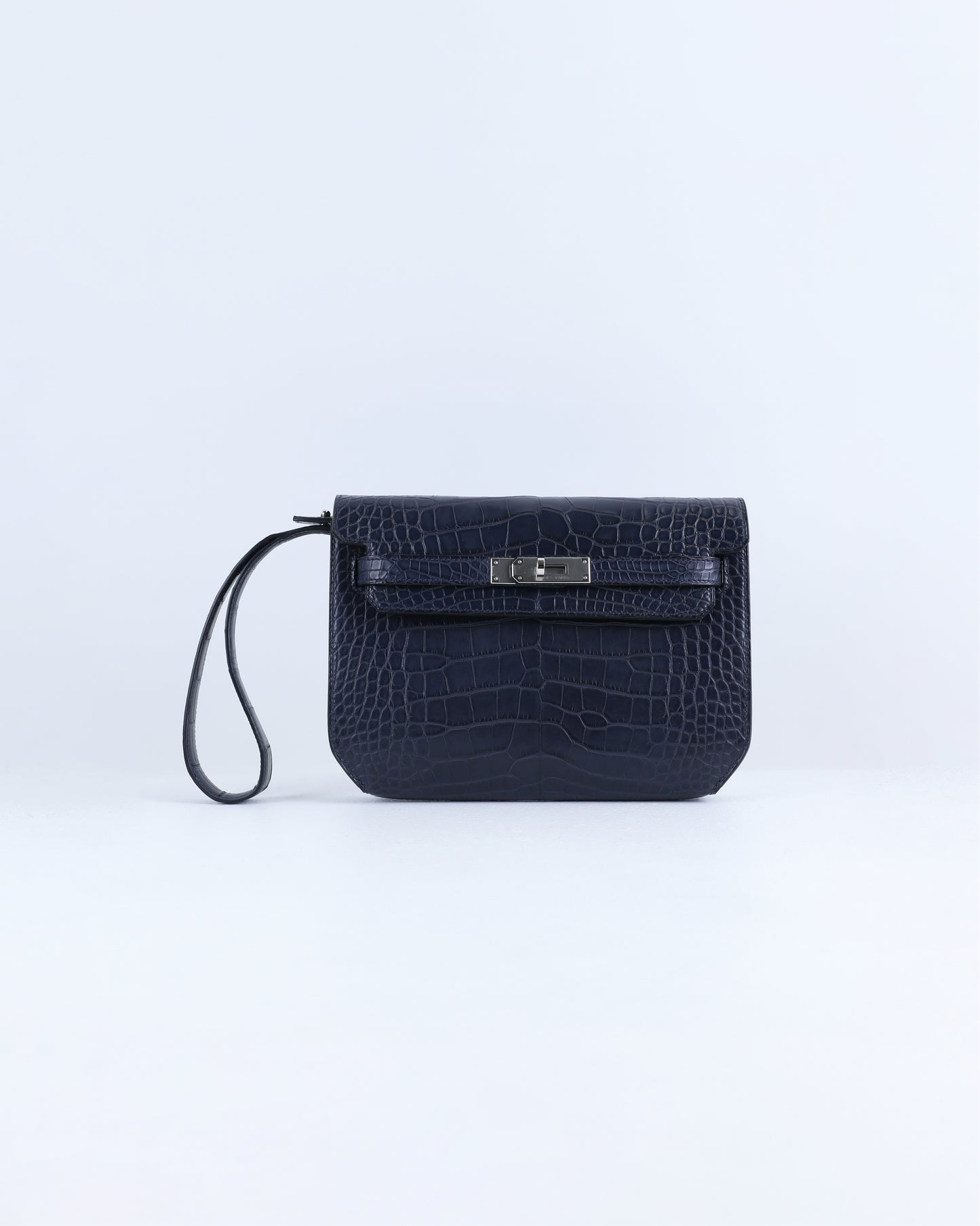 Kelly Depeches 25 Blue Indigo Matte Alligator with Palladium Hardware