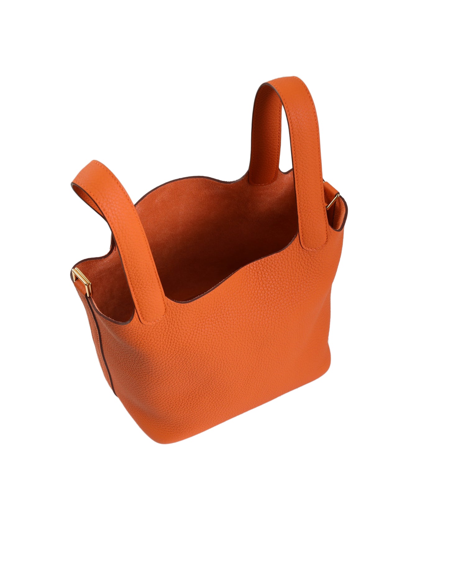 Picotin 18 Orange in Clemence Leather with Gold Hardware
