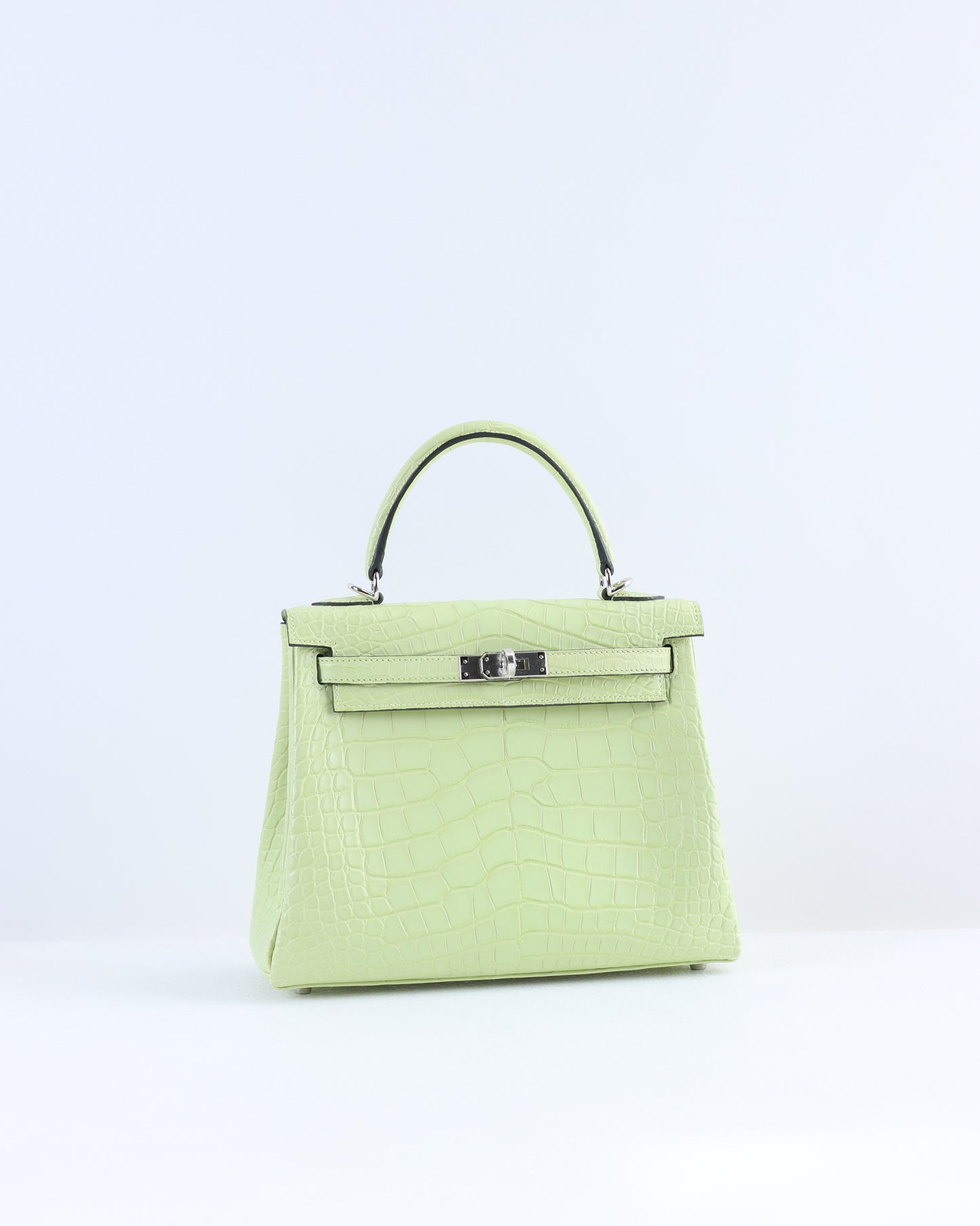 Kelly 25 Jaune Bourgeon Matte Alligator with Palladium Hardware