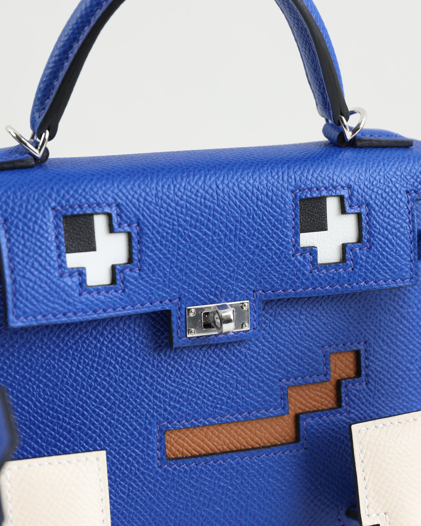Kelly Doll Quelle Idole Picto Bleu Royale, Nata, Gold Epsom with Palladium Hardware