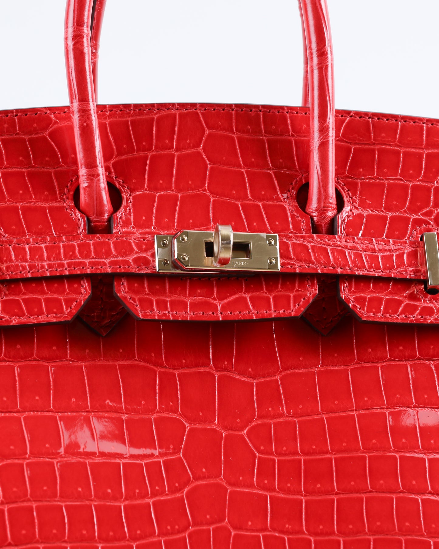 Birkin 25 Rouge De Coeur in Porosus Crocodile Leather with Gold Hardware