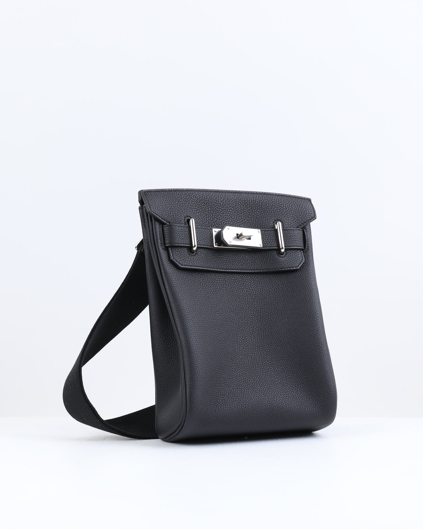 Hac a Dos PM Backpack Black in Togo Leather with Palladium Hardware