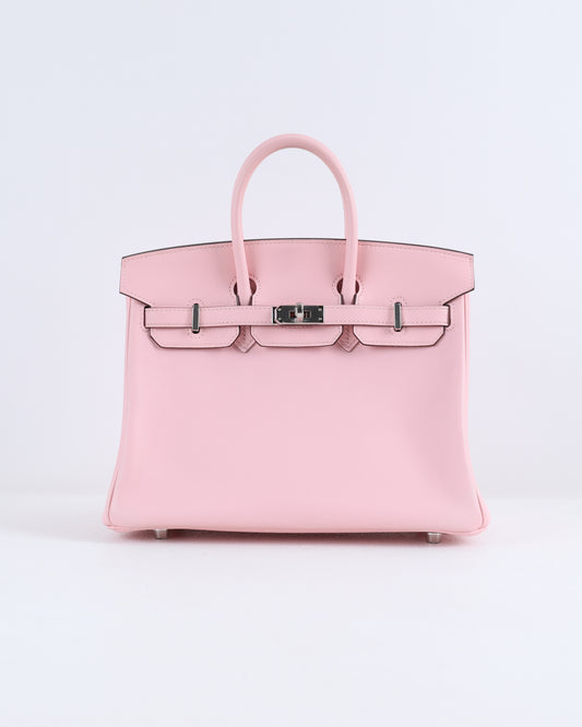 Birkin 25 Rose Sakura in Swift Leather with Palladium Hardware