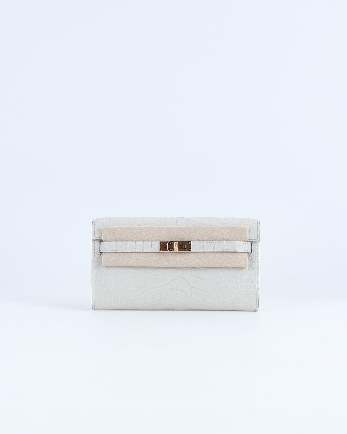 Kelly To Go Beton Matte Alligator with Gold Hardware
