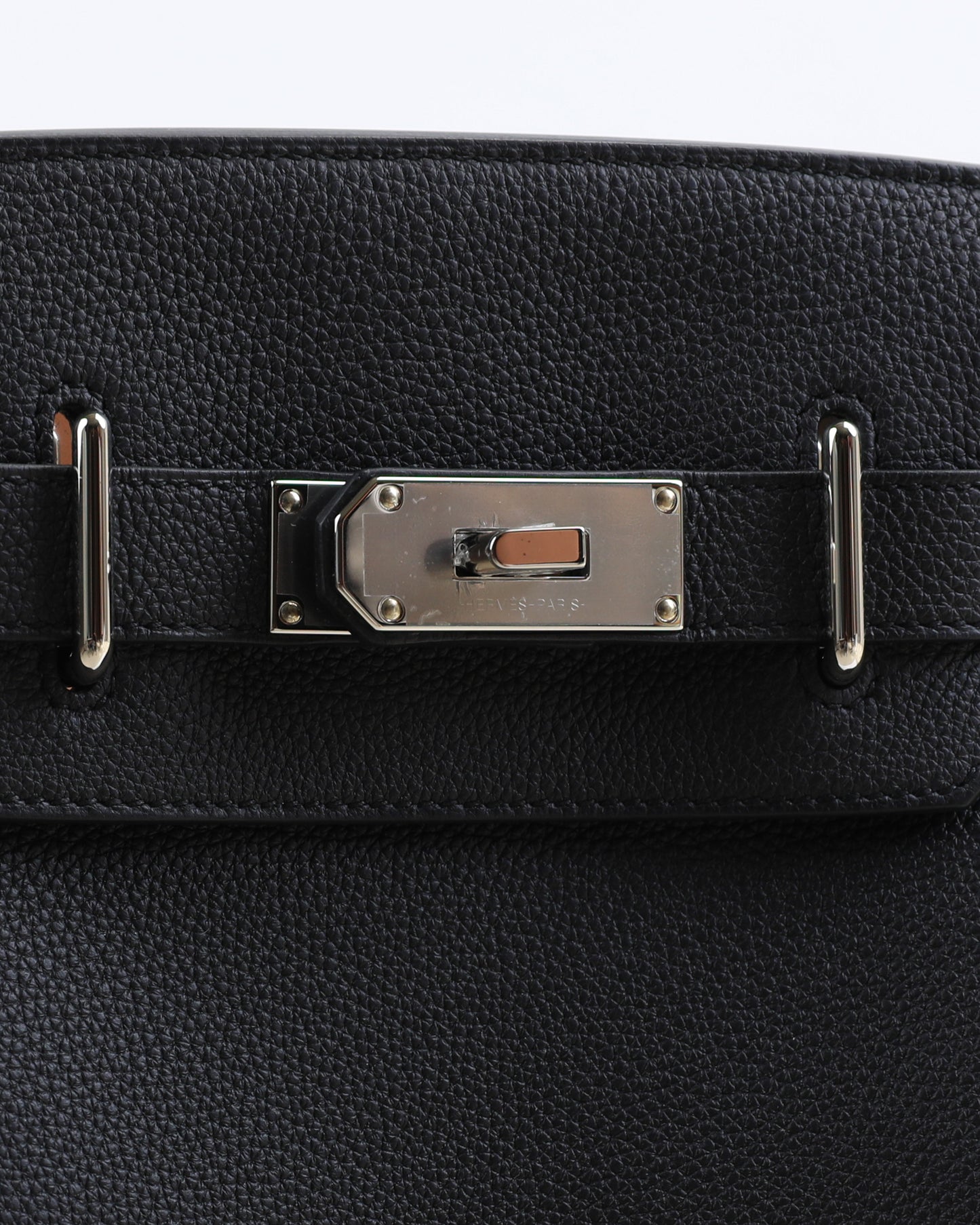 Hac a Dos PM Backpack Black in Togo Leather with Palladium Hardware