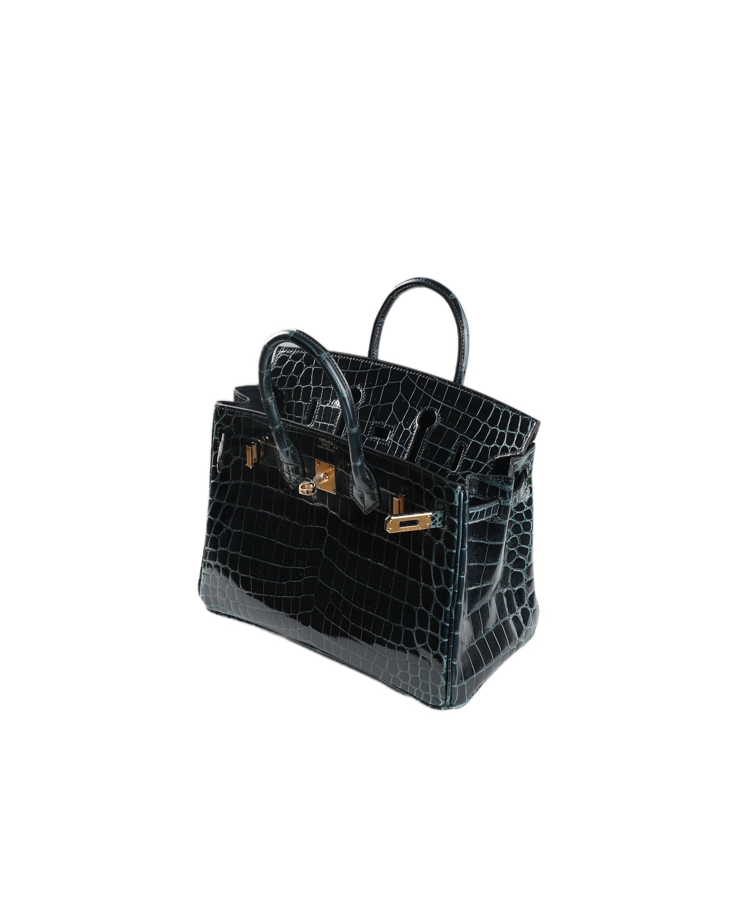 Birkin 25 Vert Fonce Niloticus Crocodile with Gold Hardware