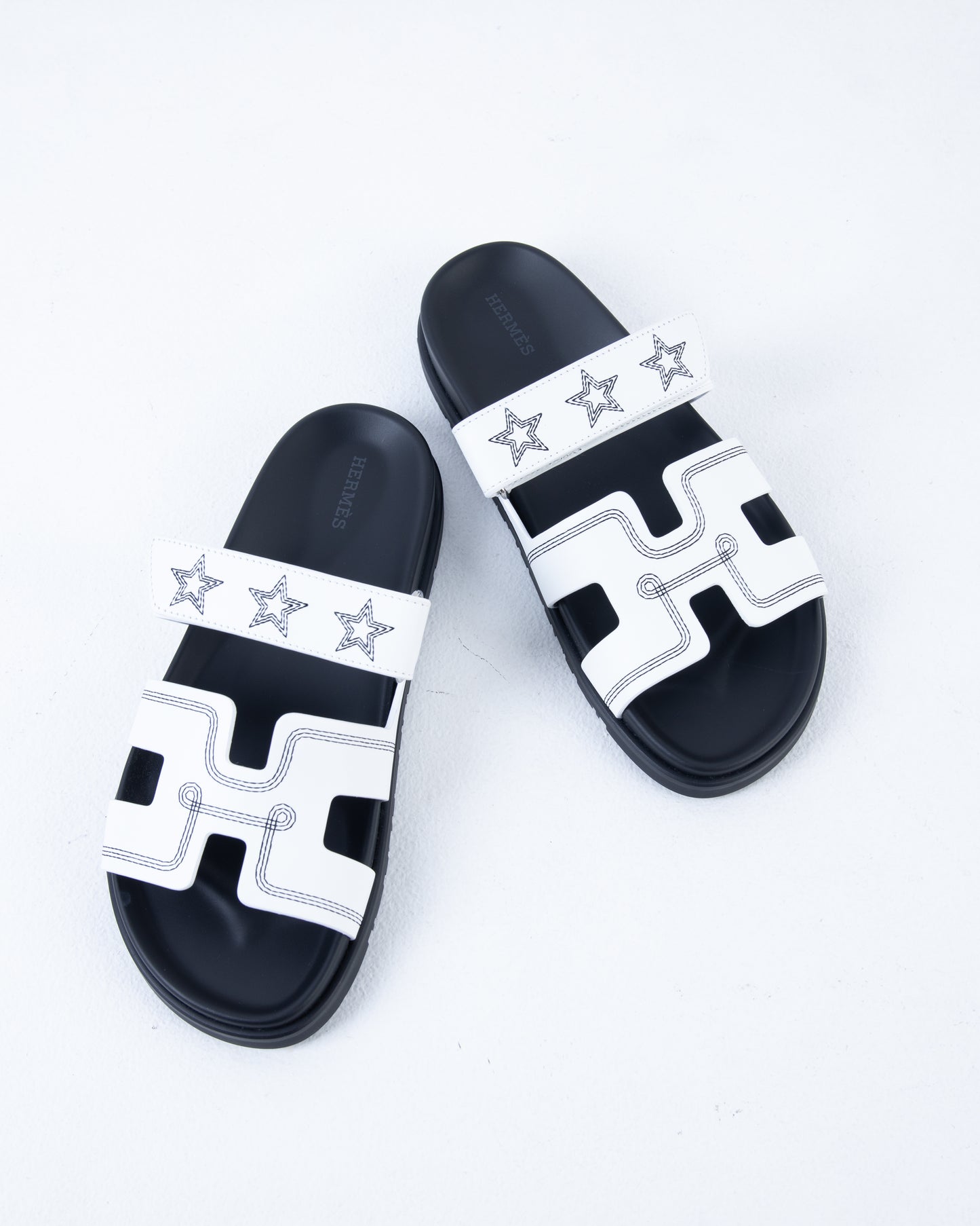 Chypre Sandal Femme White Star in Calfskin Leather