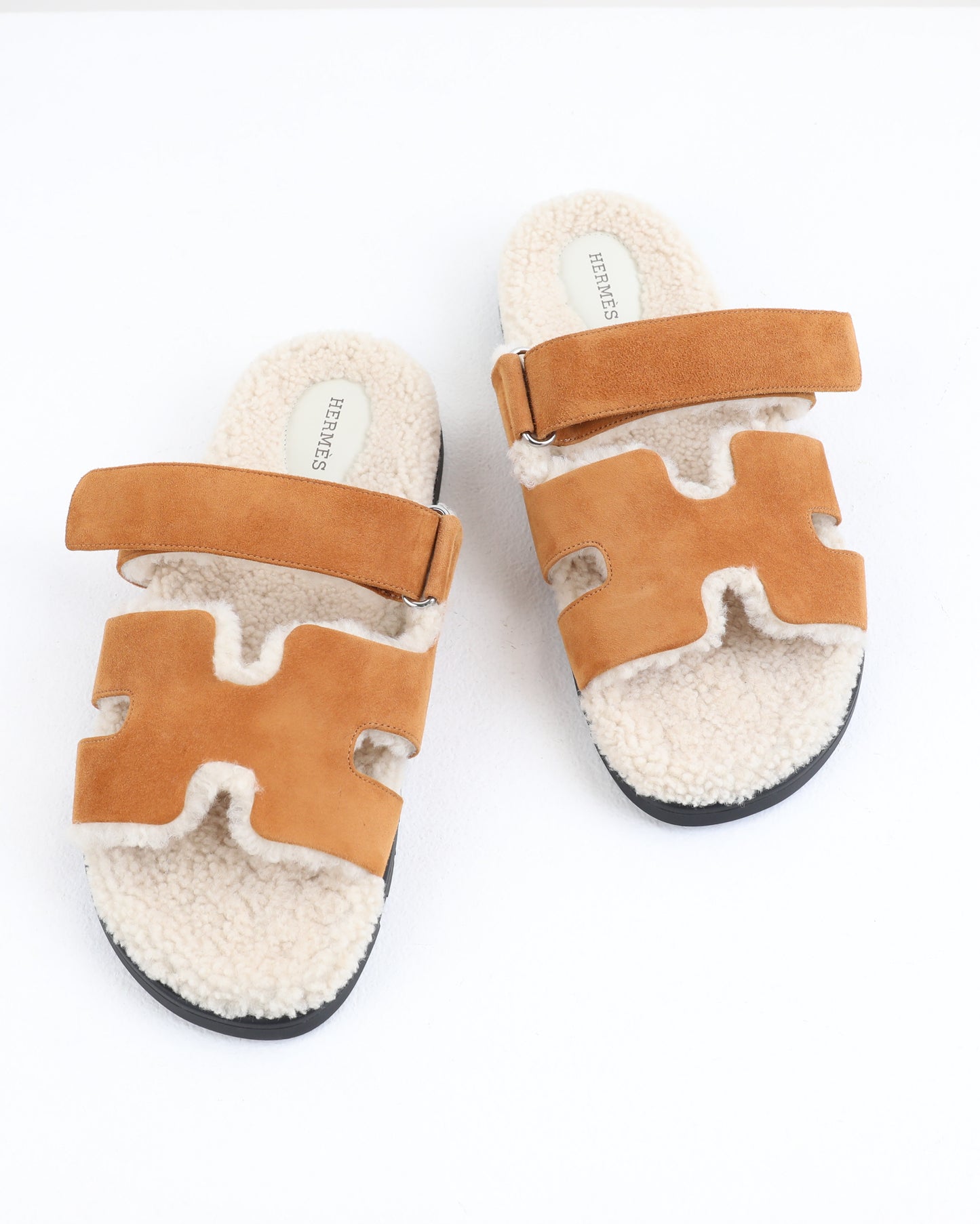 Chypre Sandal Homme in Beige/Naturel Suede Shearling