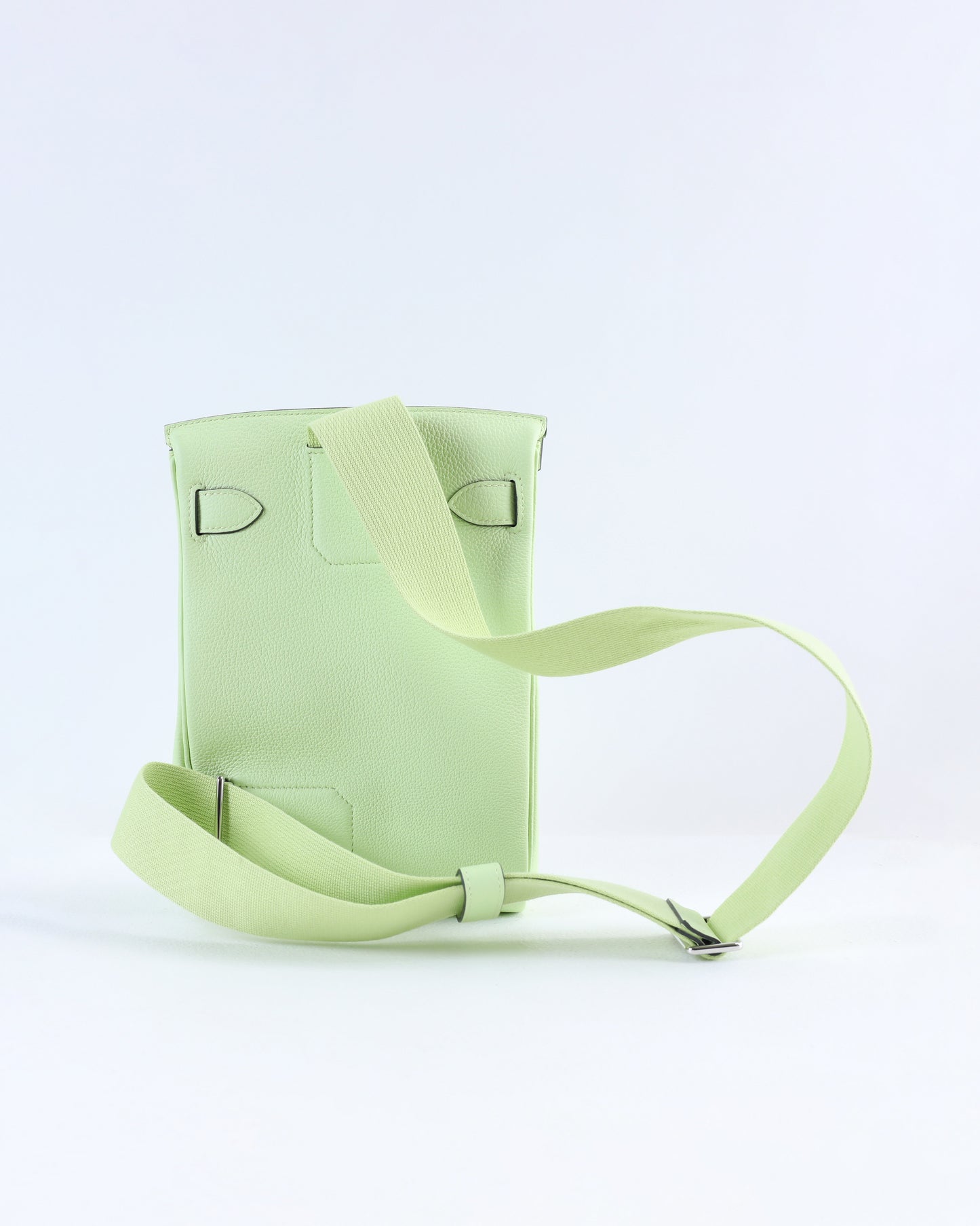 Hac A Dos PM Backpack Vert Absinthe in Togo Leather with Palladium Hardware