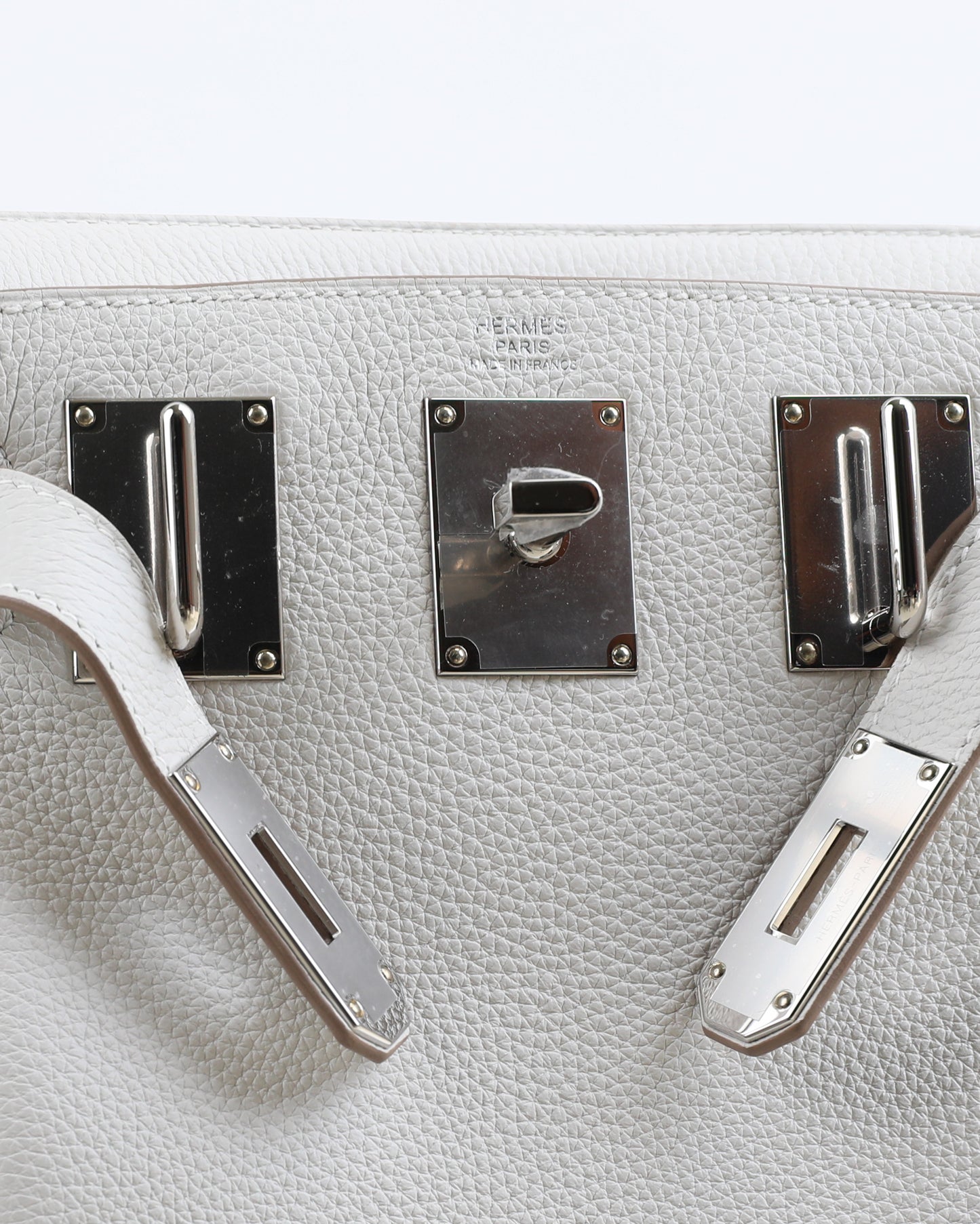Hac a Dos PM Backpack Gris Perle in Togo Leather with Palladium Hardware