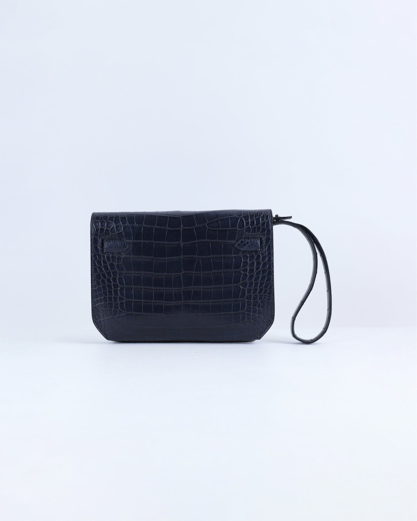 Kelly Depeches 25 Blue Indigo Matte Alligator with Palladium Hardware