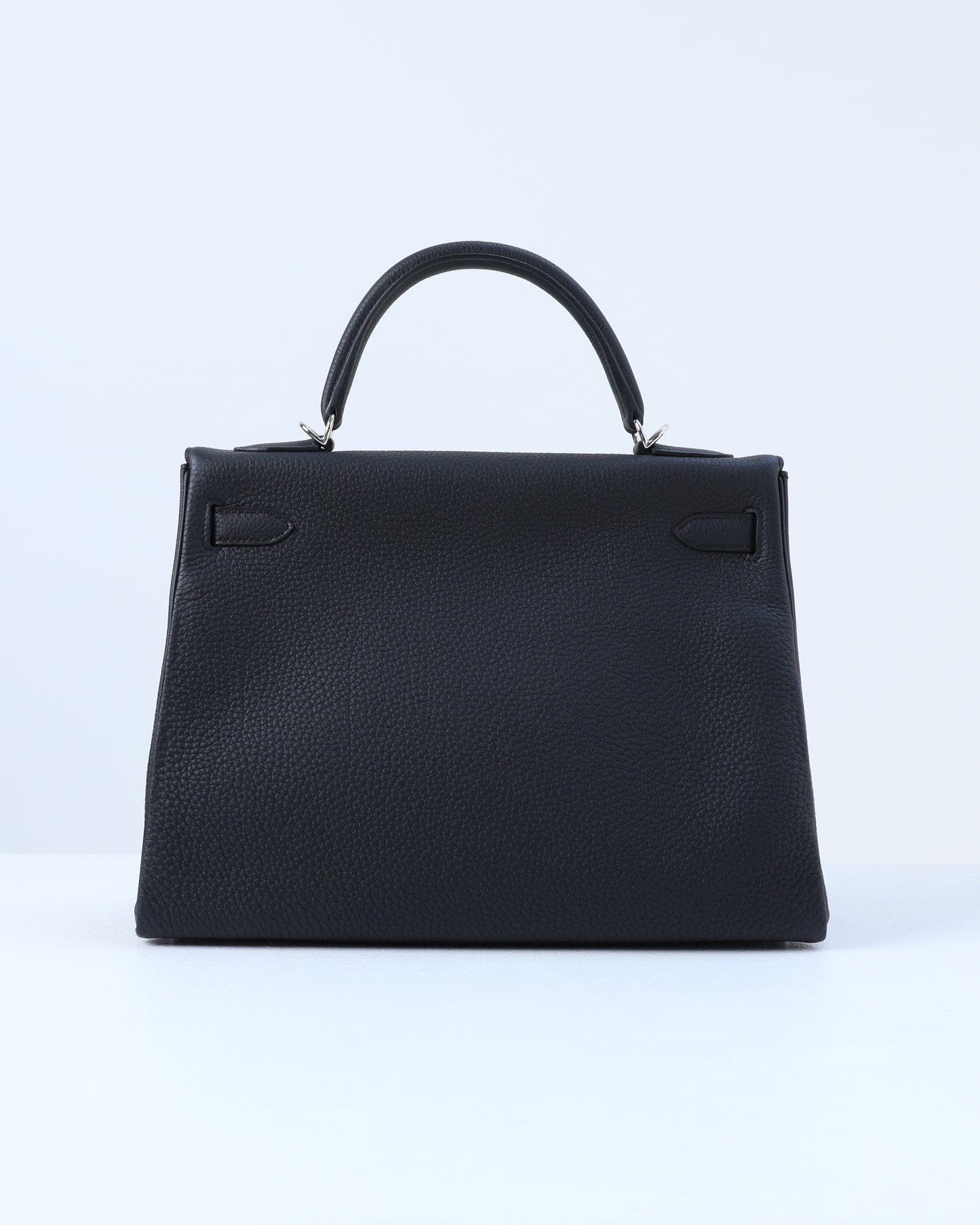Kelly 32 Retourne Black in Togo Leather with Palladium Hardware