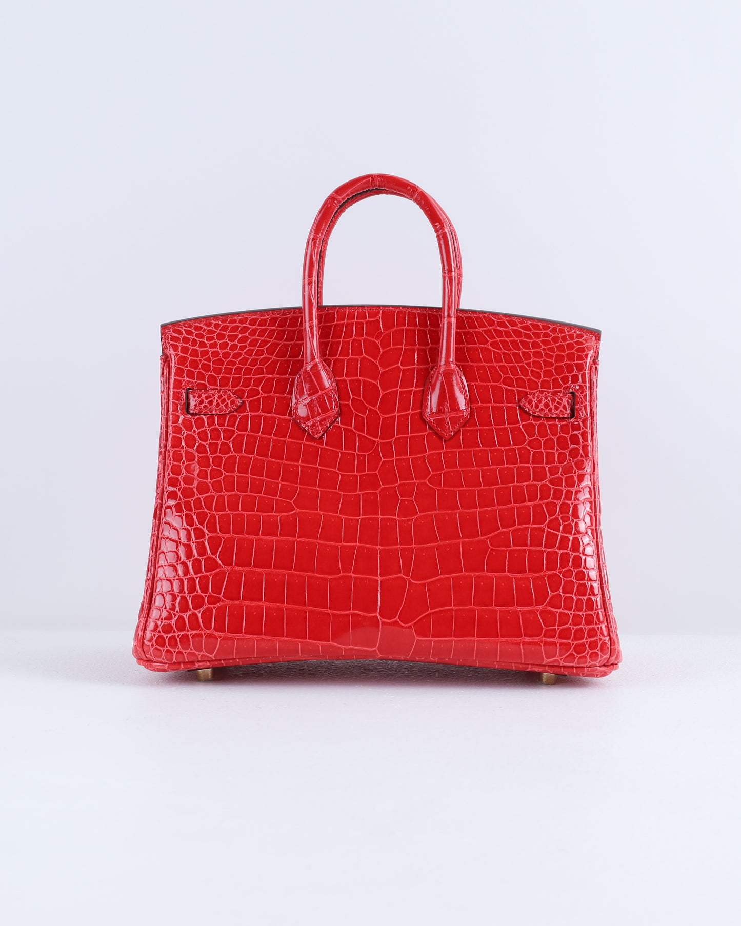 Birkin 25 Rouge De Coeur in Porosus Crocodile Leather with Gold Hardware