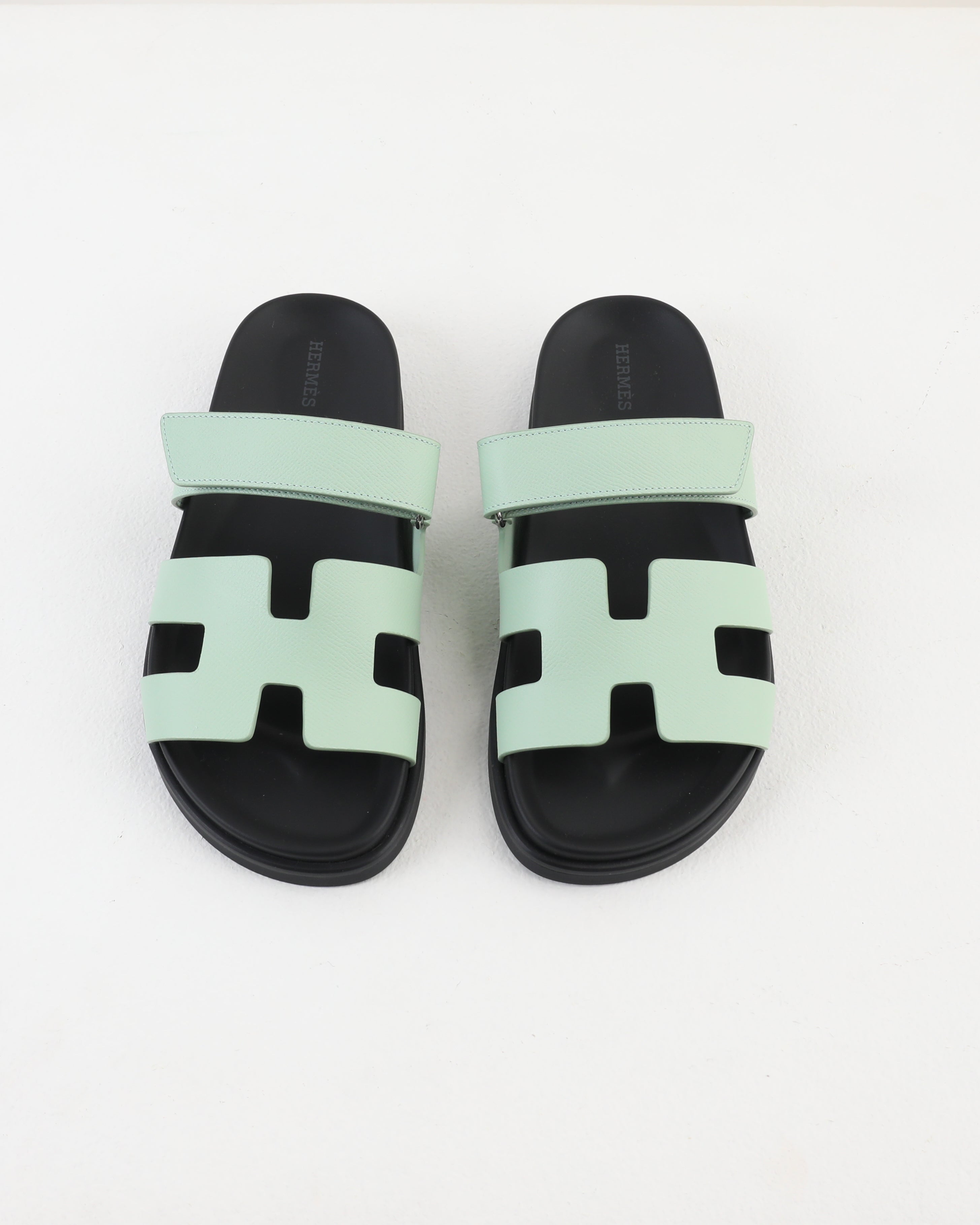 *BNIB* Hermes Womens Chypre Epsom Sandals Vert Jade Green Size 37