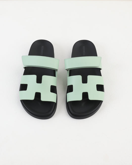 Chypre Sandal Femme in Vert Jade Epsom Leather