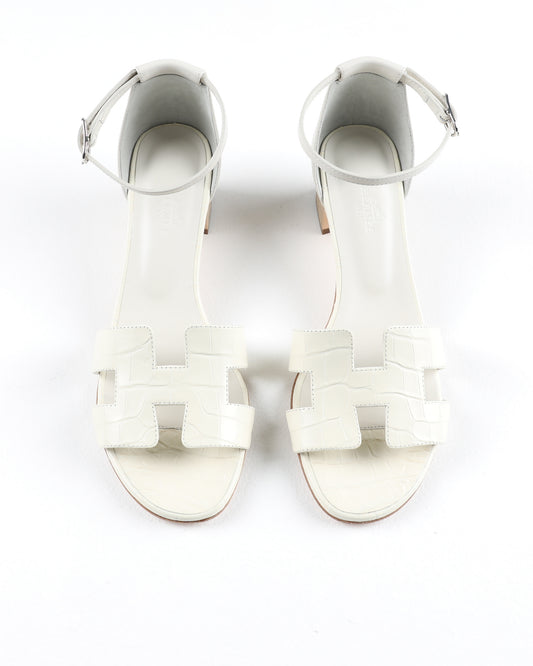 Encens 50 Sandal in White Alligator Leather