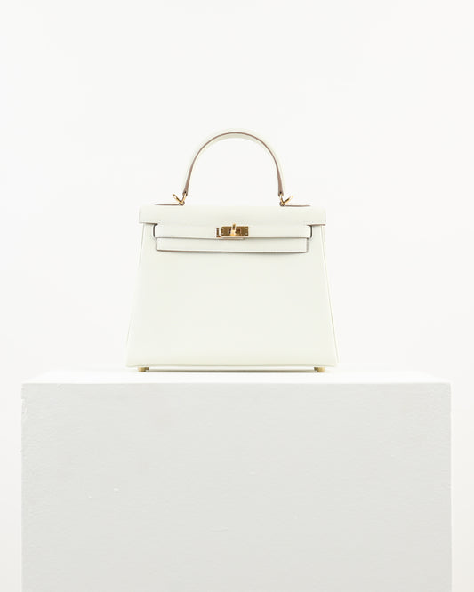 Kelly 25 Mushroom in Togo Leather with Gold Hardware