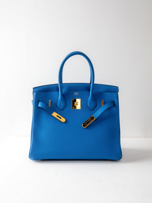 Birkin 30 Bleu Zellige Togo with Gold Hardware
