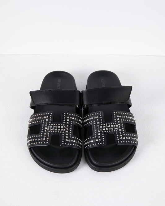 Chypre Sandal in Black with Mini Stud Details
