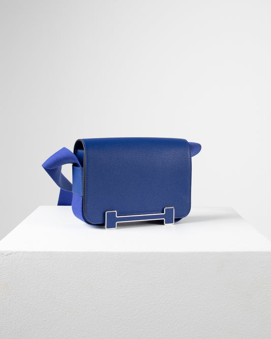 Geta Bleu Electric in Mysore Goatskin with Canvas Strap and Bleu H Buckle
