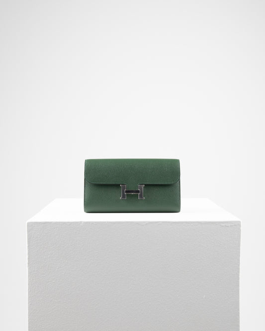 Constance To Go Vert Anglais in Epsom Leather with Palladium Hardware
