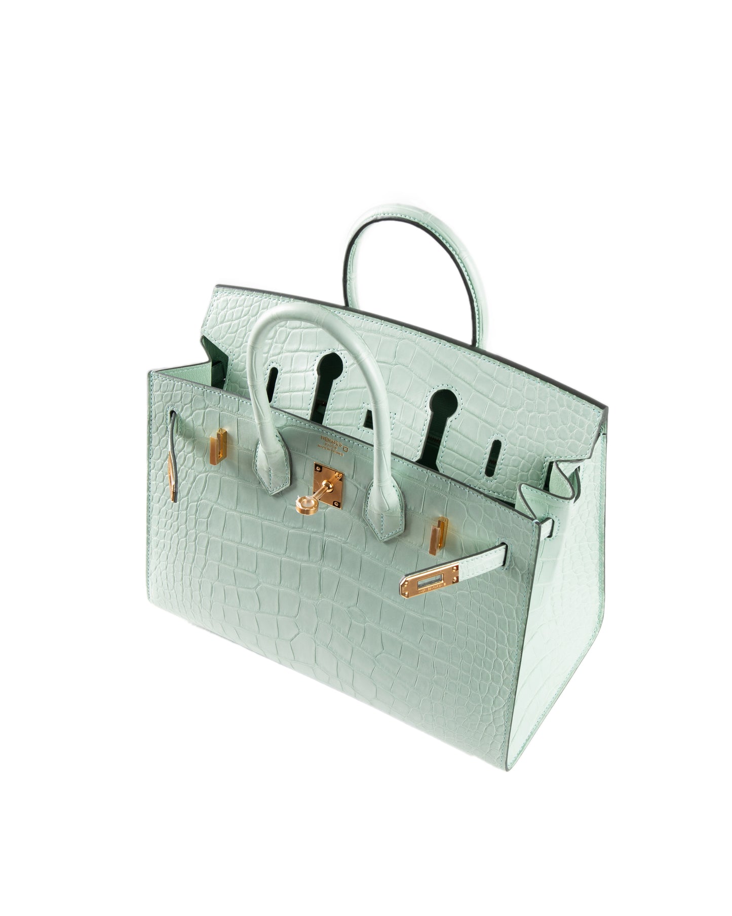 Birkin 25 Sellier in Vert D'eau Matte Alligator with Gold Hardware