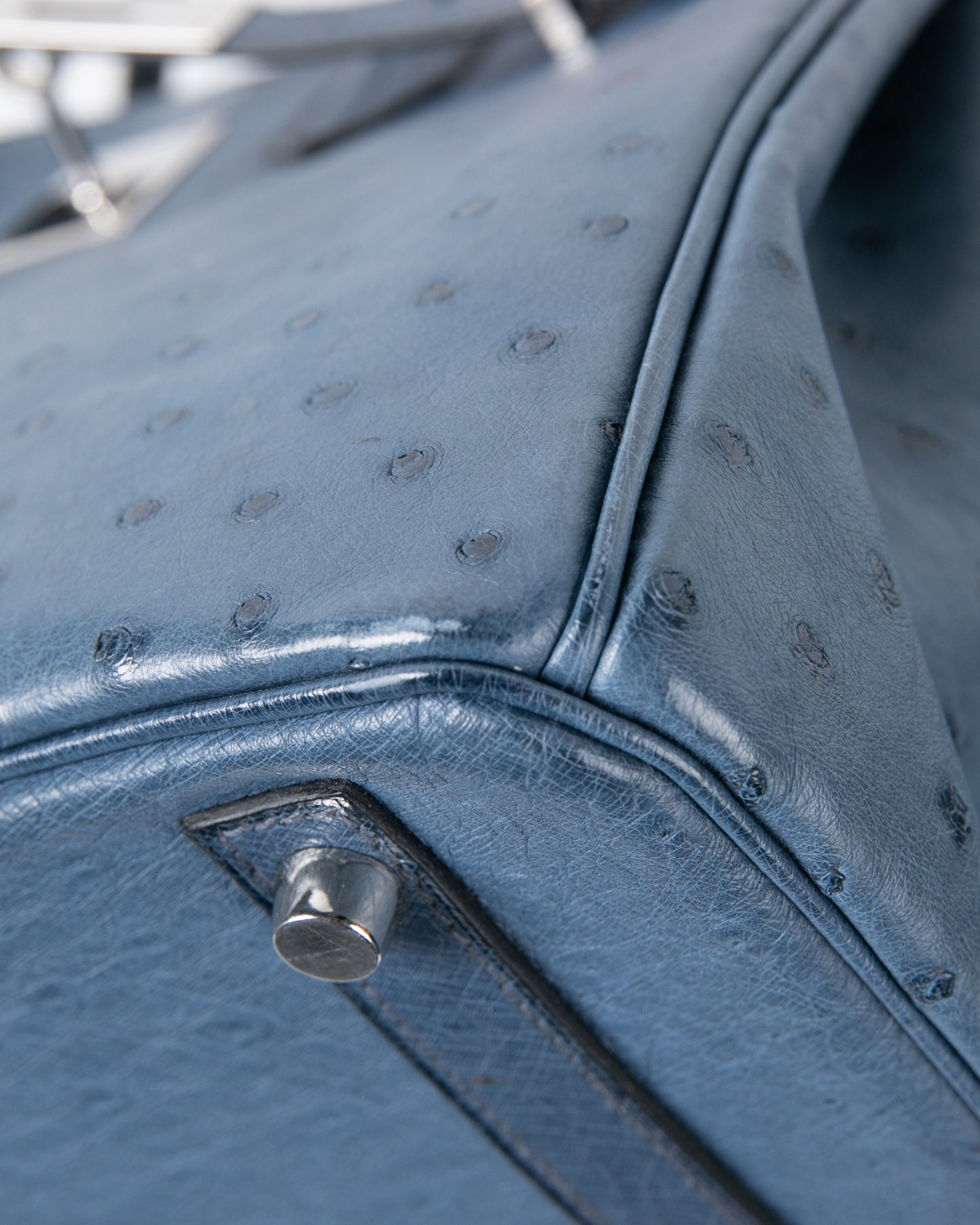 Birkin 30 in Blue Roi Ostrich with Palladium Hardware