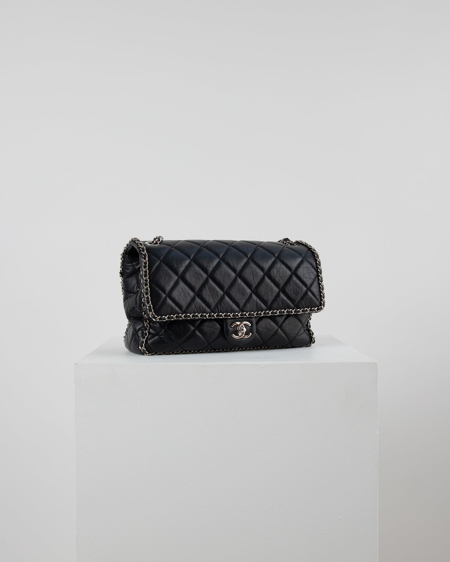 Chanel Chain Around Flap Bag in Black Lambskin