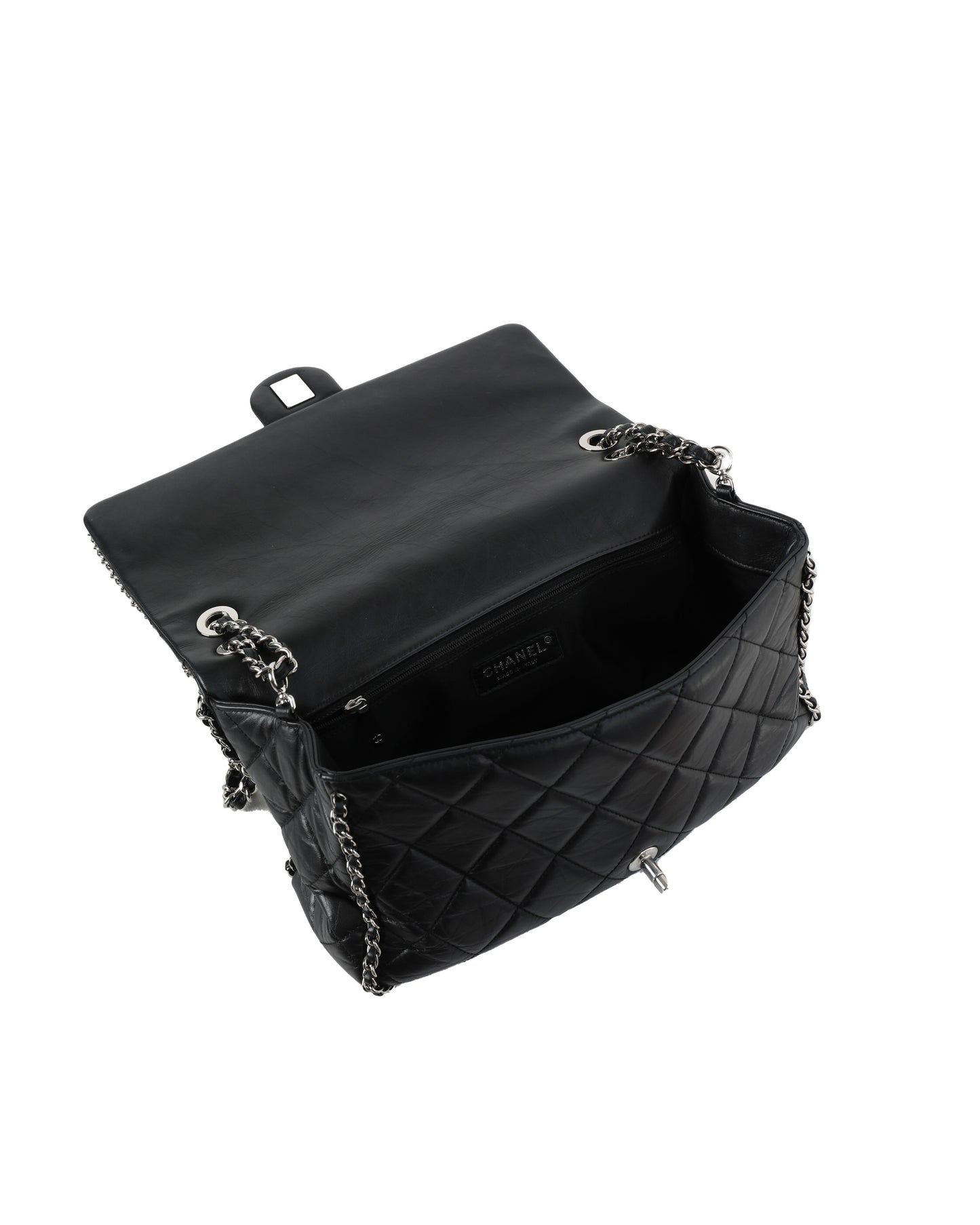 Chanel Chain Around Flap Bag in Black Lambskin