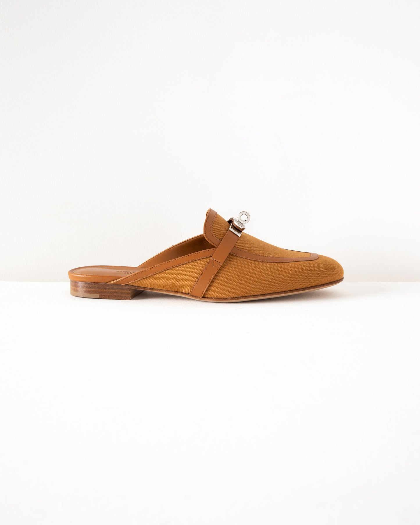 Oz Mule in Calfskin & Cotton Canvas with Palladium Hardware