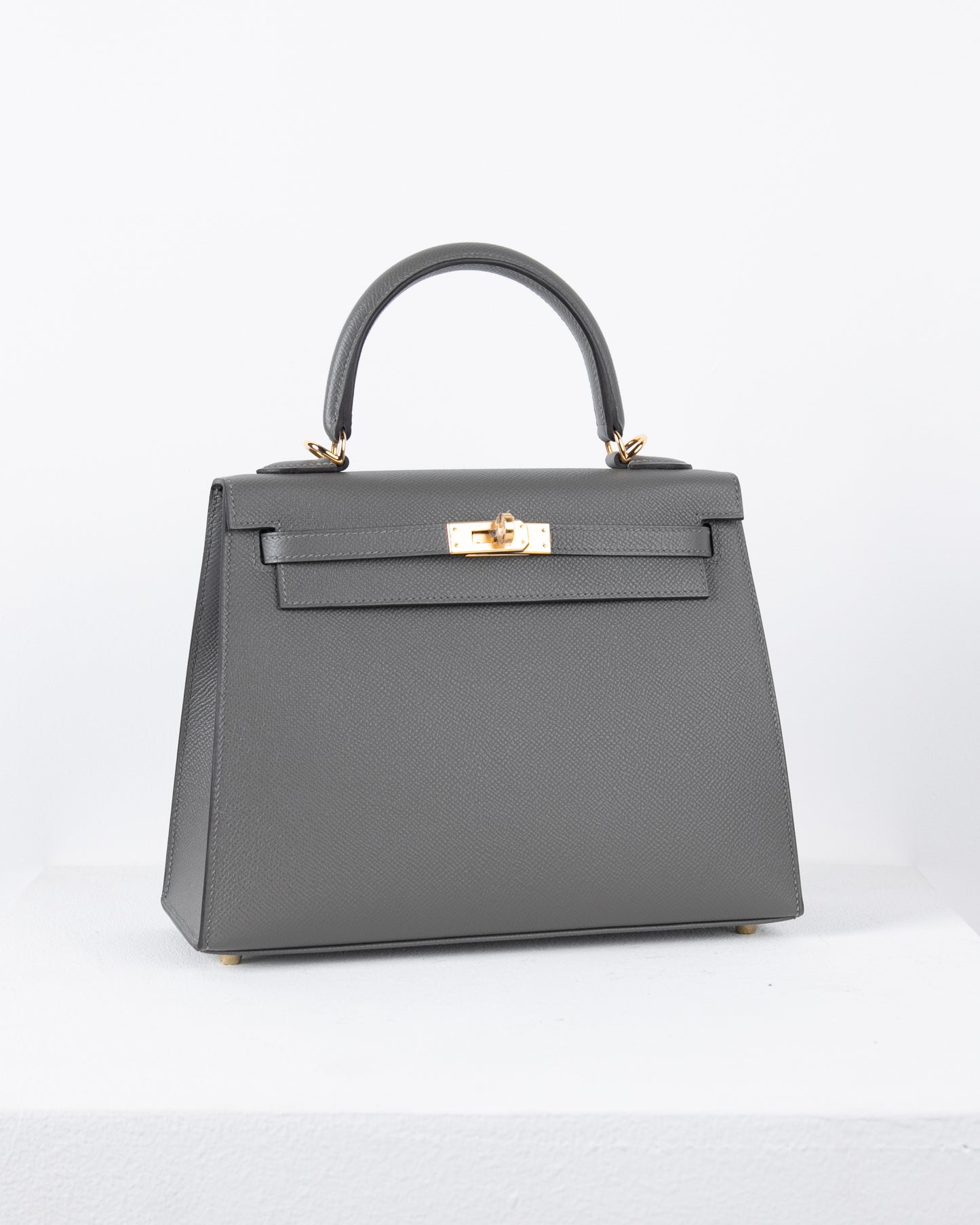 Kelly 25 in Gris Meyer Epsom with Gold Hardware