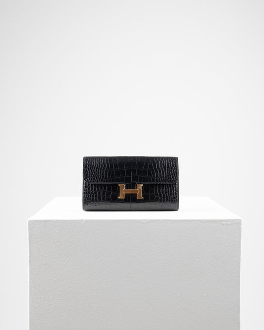 Constance To Go Black Matte Alligator with Gold Hardware