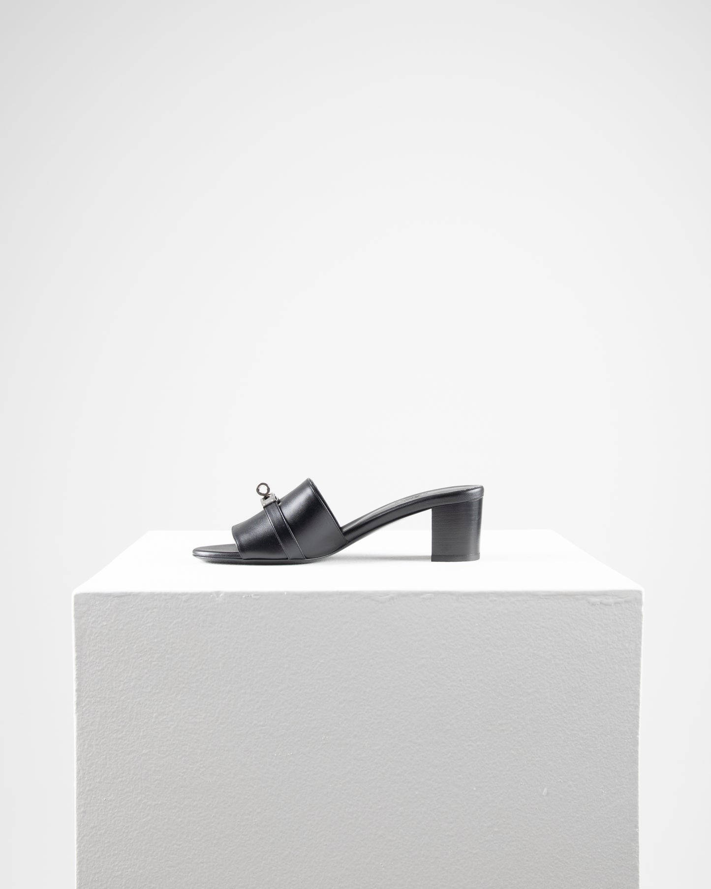 Gigi 50 Sandal in Black with Palladium Hardware