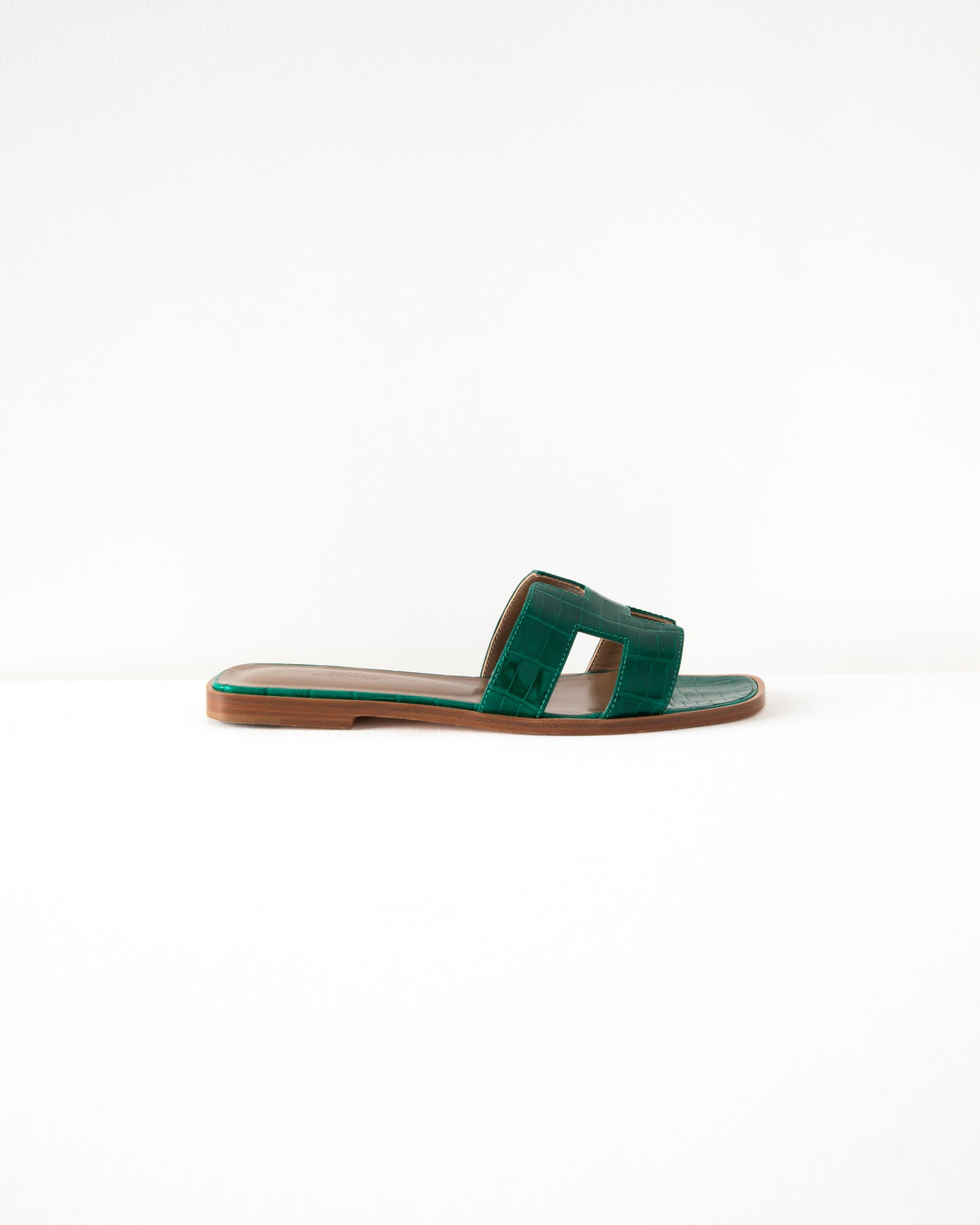 Oran Sandal in Green Crocodile