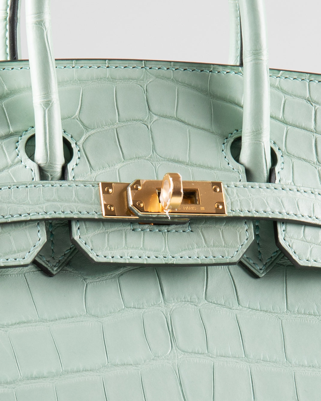 Birkin 25 Sellier in Vert D'eau Matte Alligator with Gold Hardware