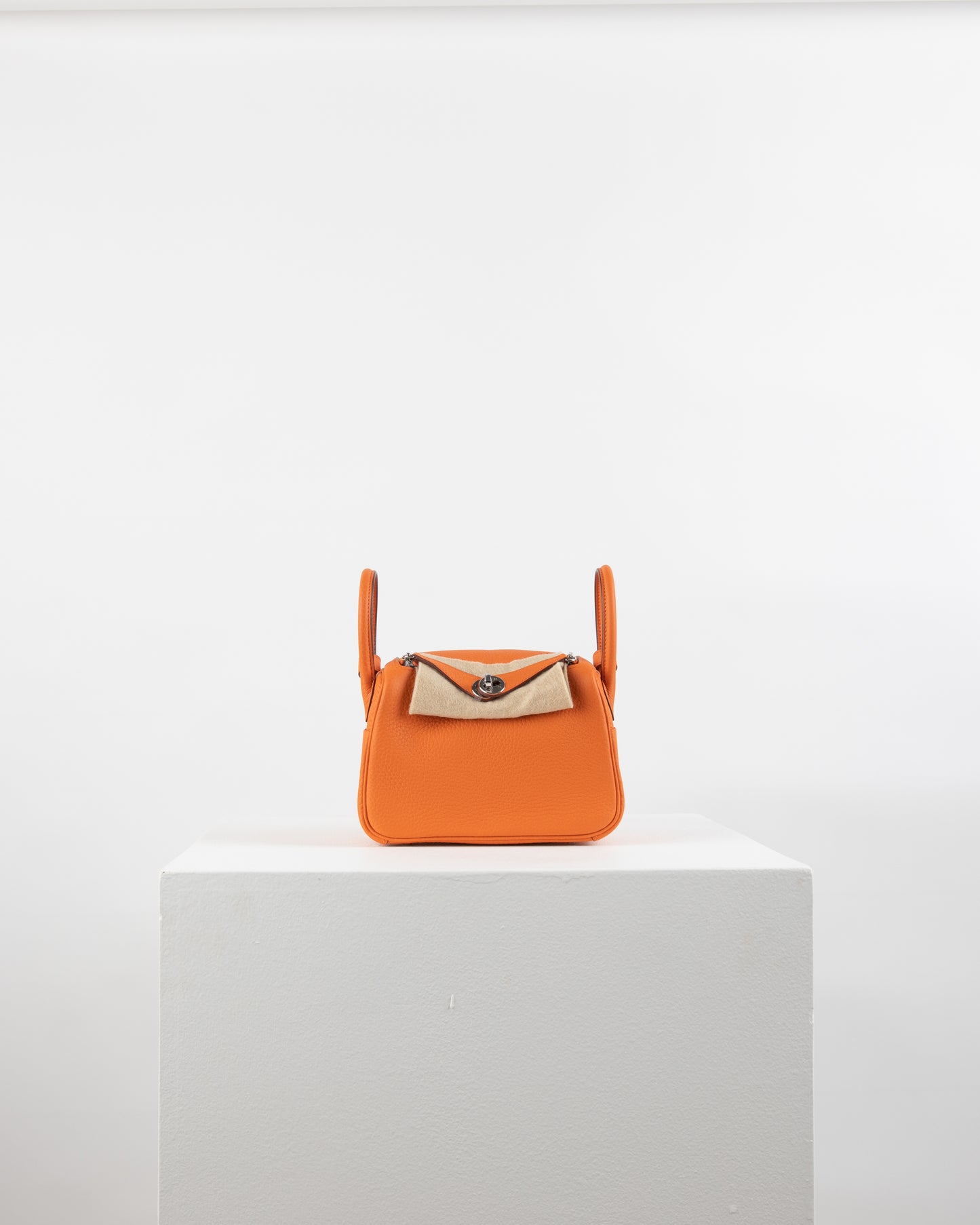 Mini Lindy Orange in Taurillon Clemence Leather with Palladium Hardware