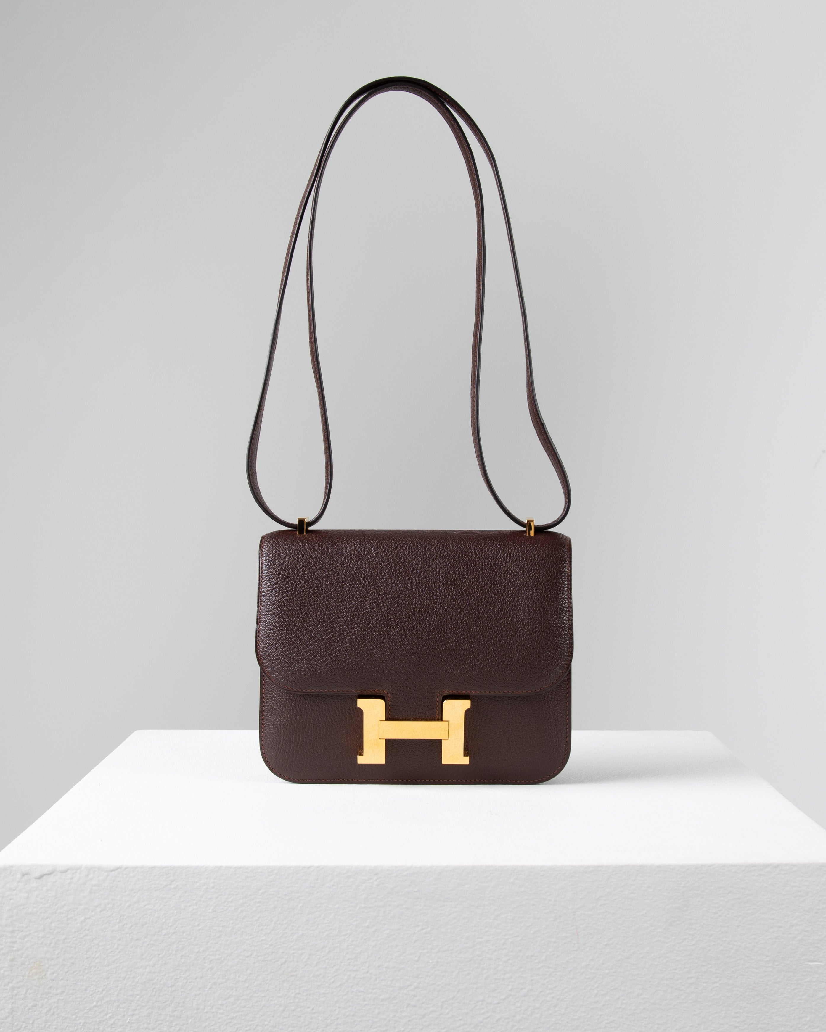 Hermès Constance 18cm Jaune Bourgogne Chevre Leather with