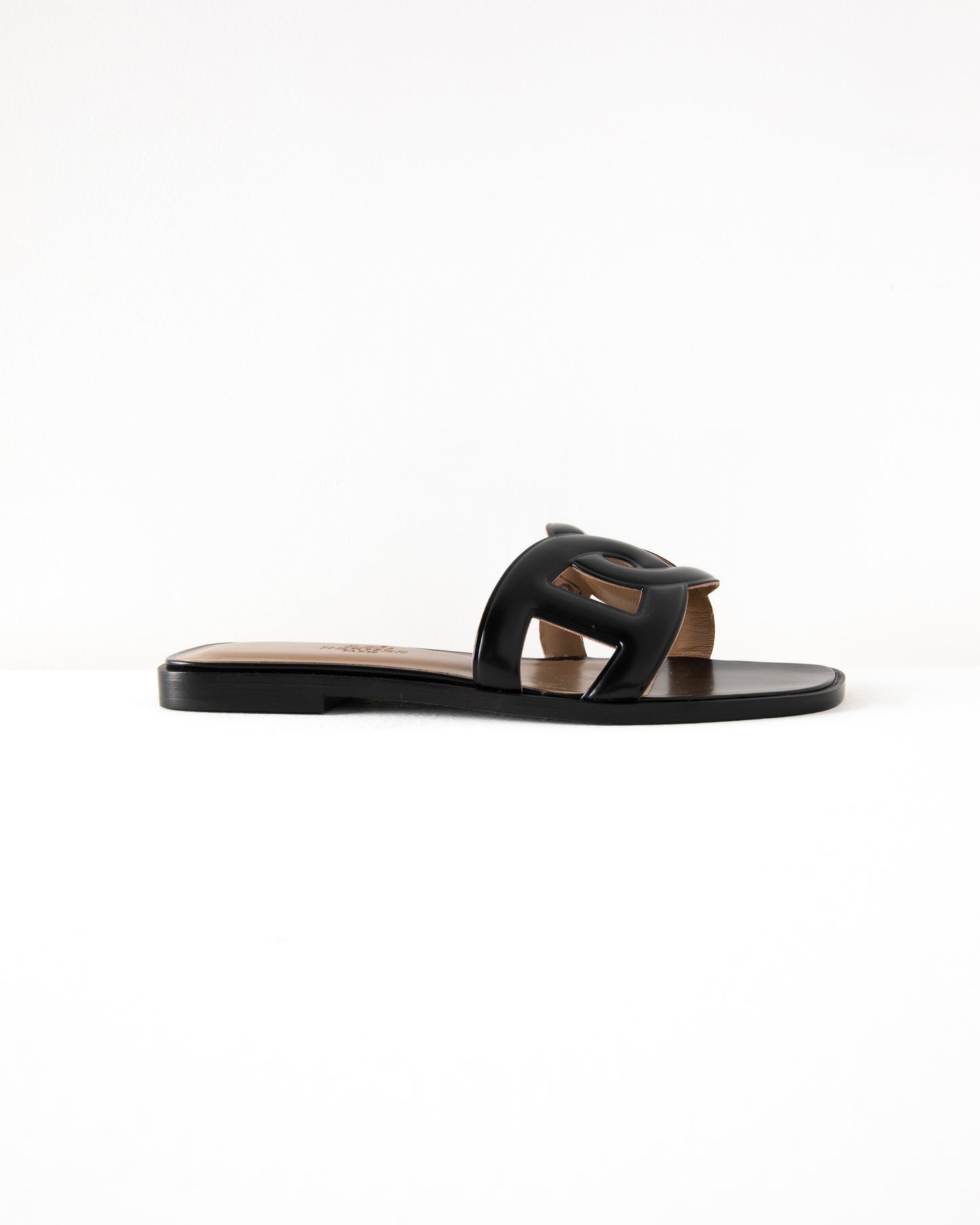 Omaha Sandal in Shiny Black Calfskin